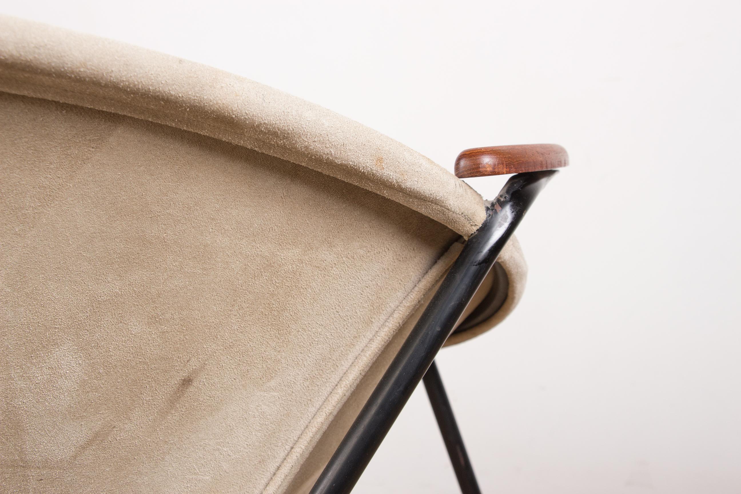 Poltrona danese in pelle, acciaio e teak, modello Balloon di Hans Olsen 1960. in vendita 10