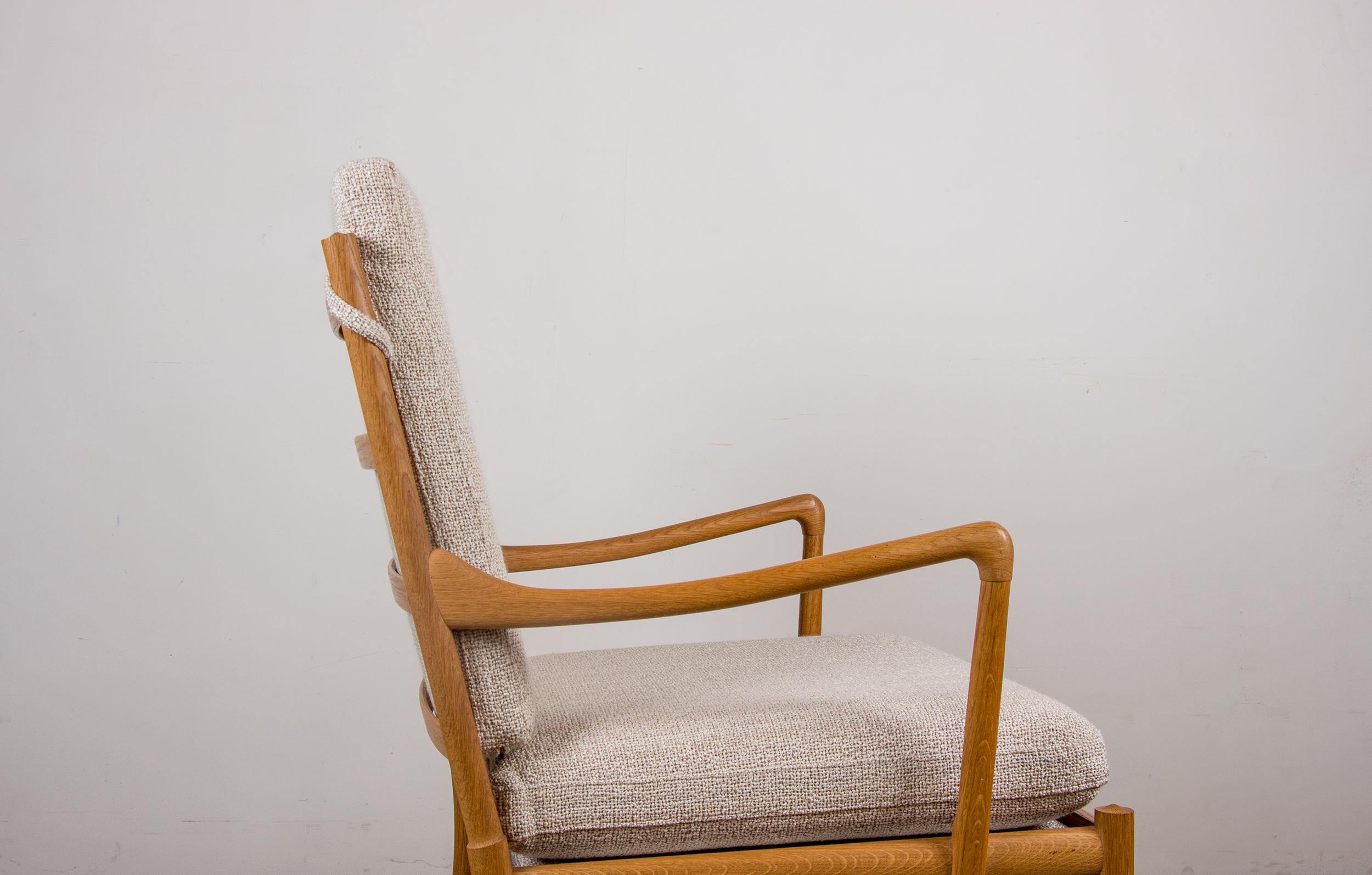 Danish Armchair in Oak and New Fabric, Model Ow 149 