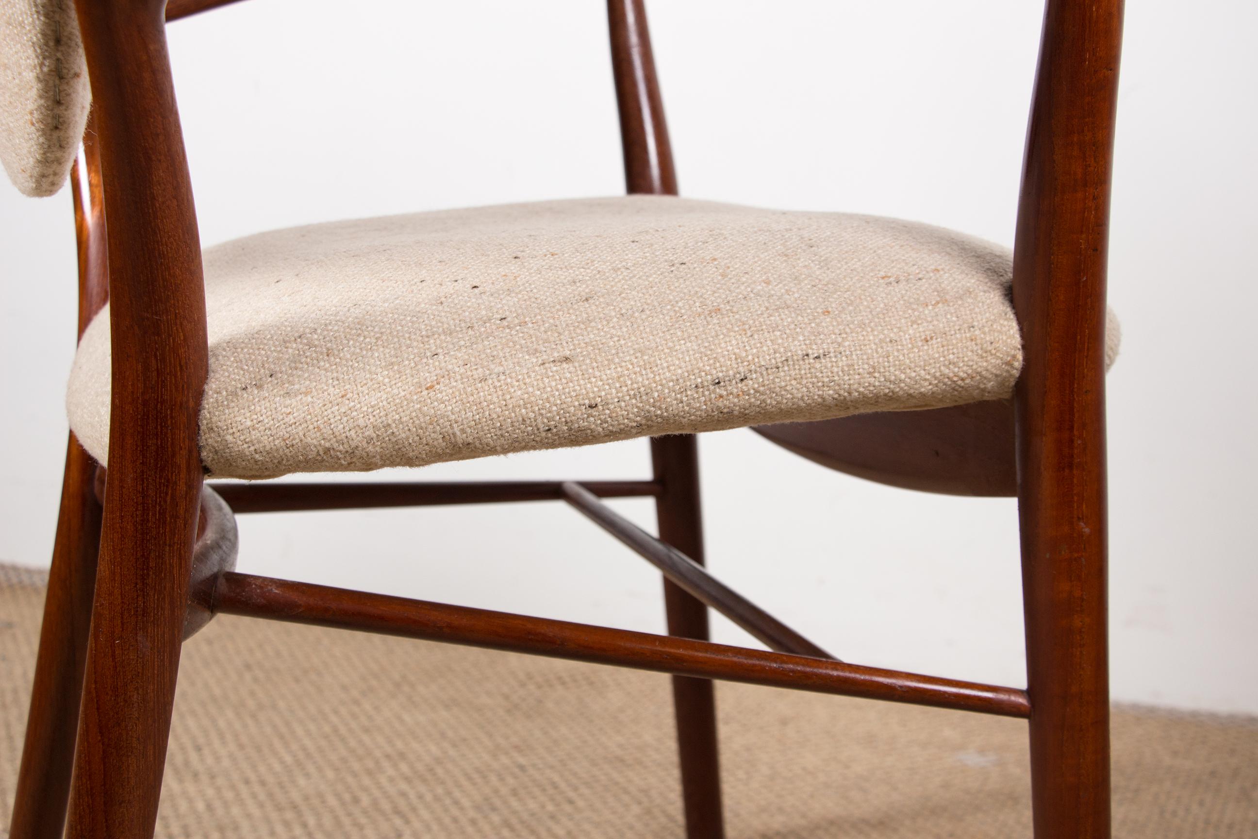 Danish Armchair in Teak and Fabric Model NV 46 by Finn Jhul for Niels Vodder 195 For Sale 6