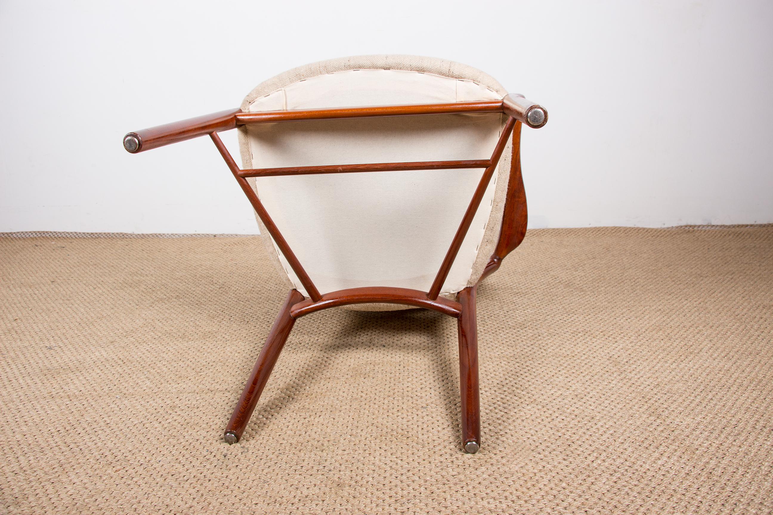 Danish Armchair in Teak and Fabric Model NV 46 by Finn Jhul for Niels Vodder 195 For Sale 13