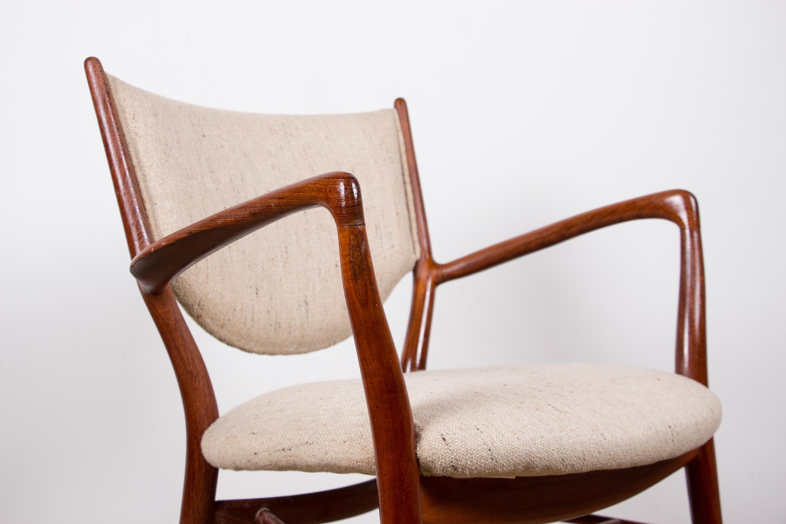 Mid-20th Century Danish Armchair in Teak and Fabric Model NV 46 by Finn Jhul for Niels Vodder 195 For Sale