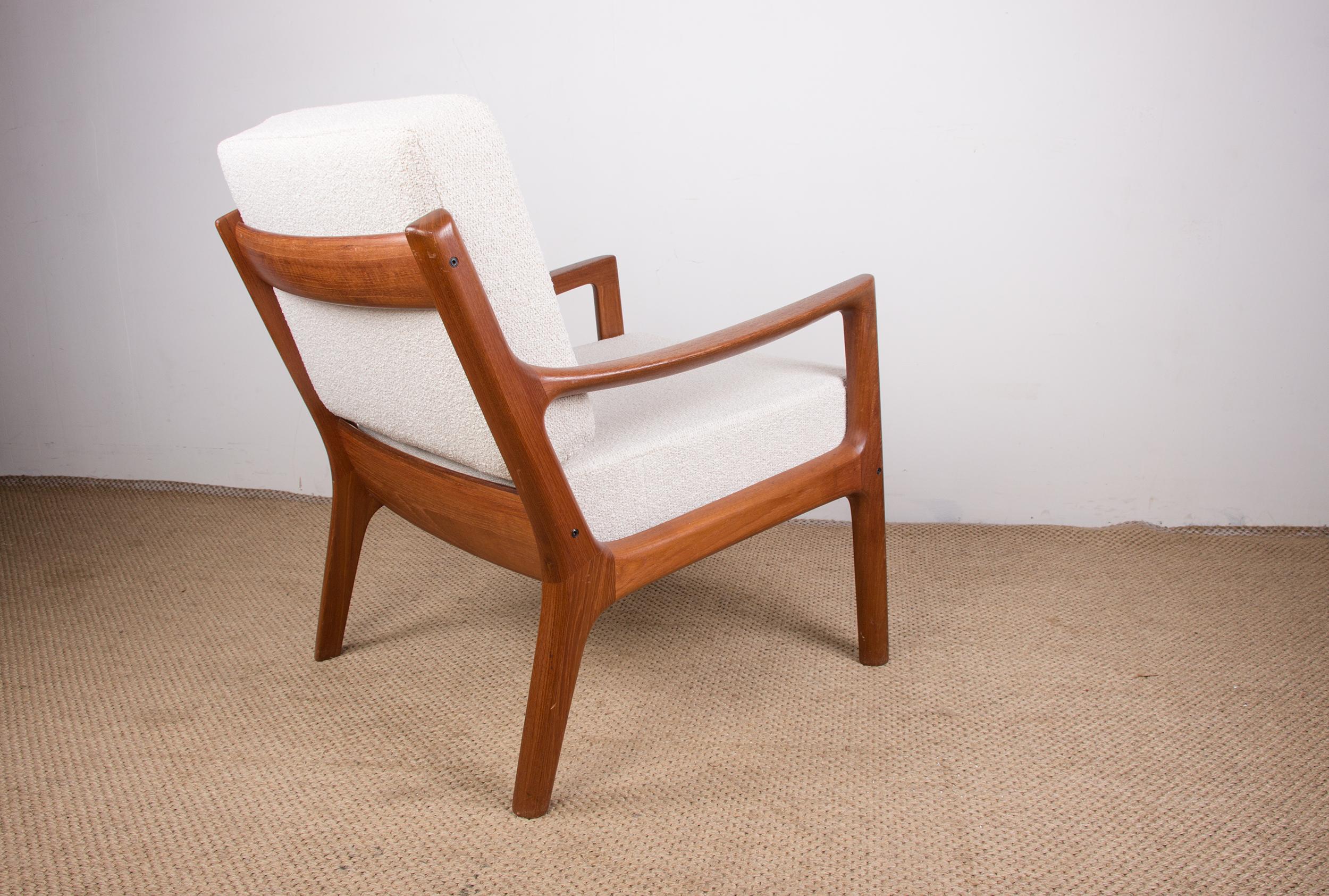 Danish Armchair in Teak and New Fabric, Model Senator, Ole Wanscher for France 6