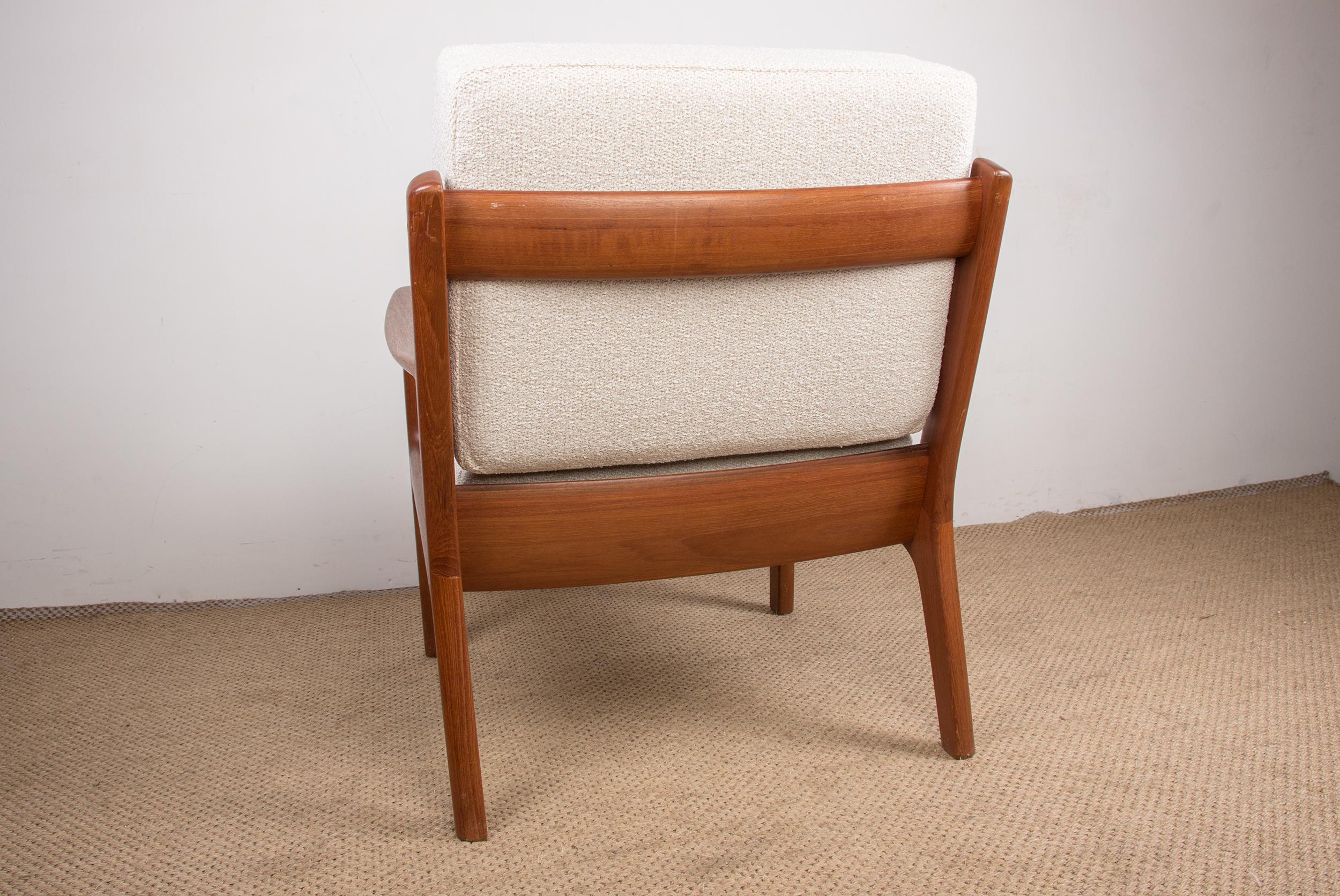 Danish Armchair in Teak and New Fabric, Model Senator, Ole Wanscher for France 8