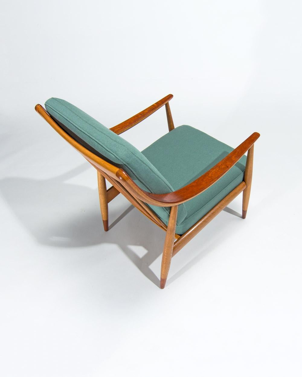 Dänischer Sessel aus Teak & Eiche von Pater Hvidt Mid Century Lounge Chair, 1950er Jahre (Wolle) im Angebot