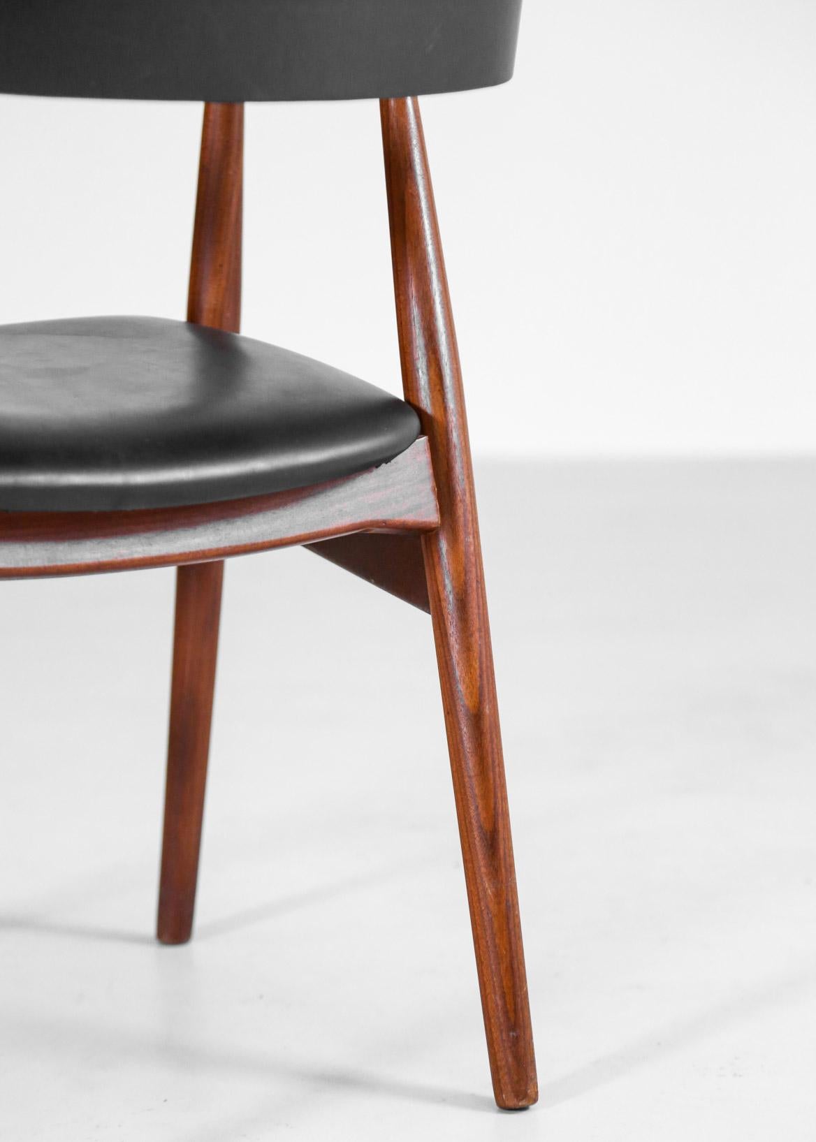 Faux Leather Danish Armchair in Teak, Scandinavian Design, 1960s