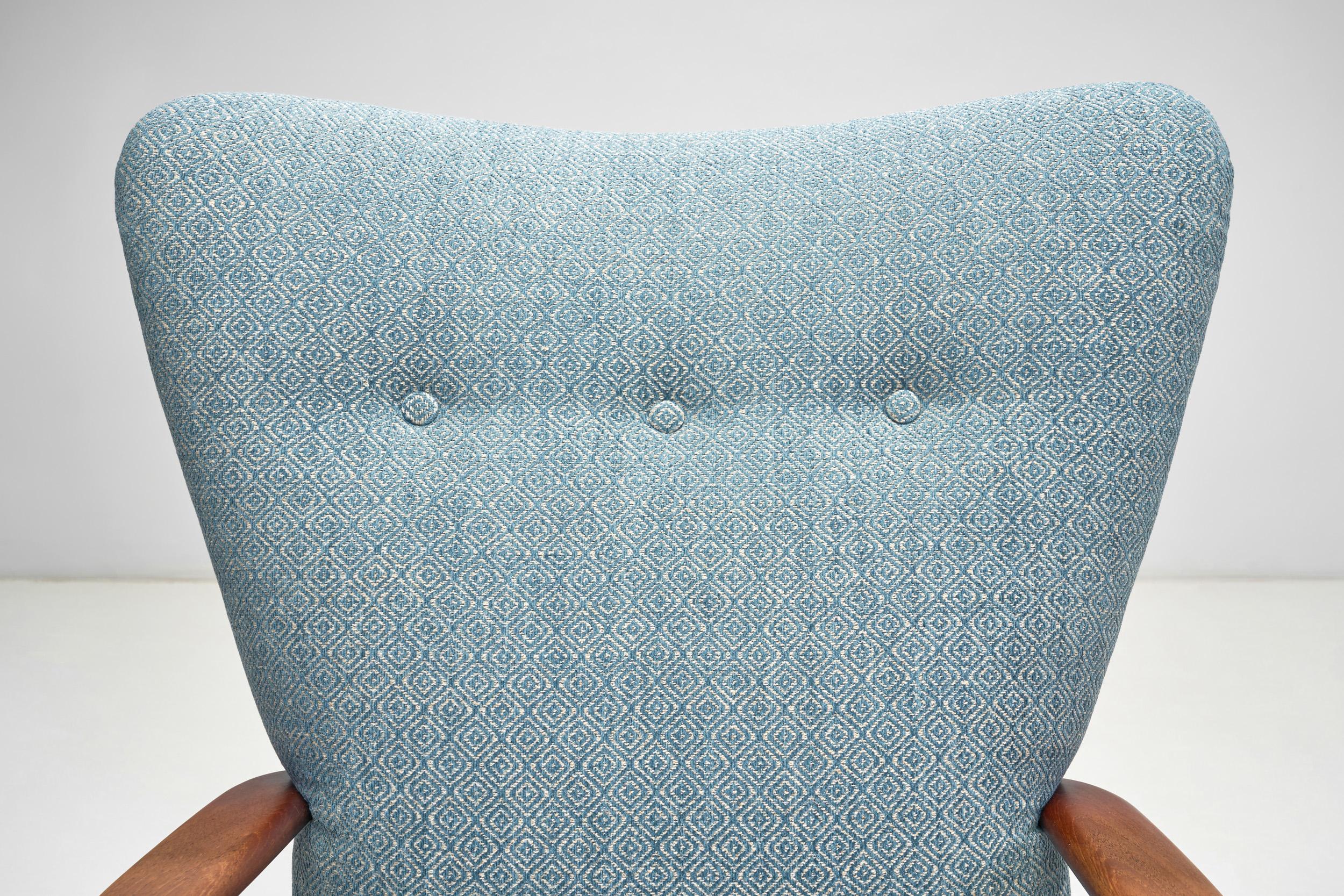 Danish Armchair with Brass Capped Legs, Denmark ca 1950s For Sale 5
