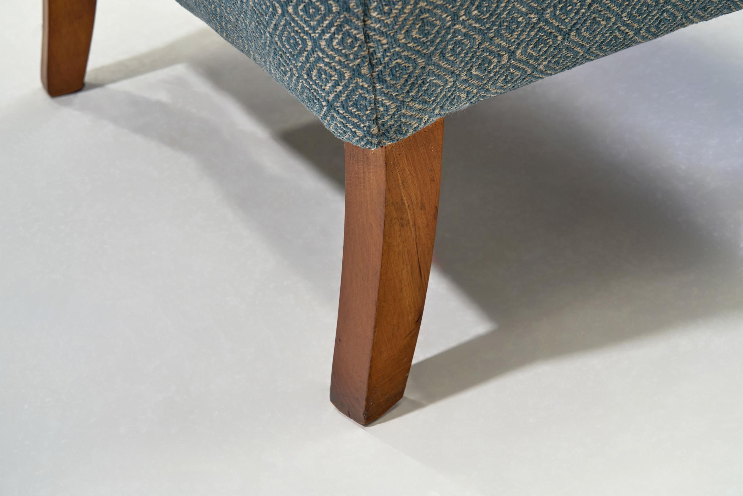 Danish Armchair with Brass Capped Legs, Denmark ca 1950s For Sale 11