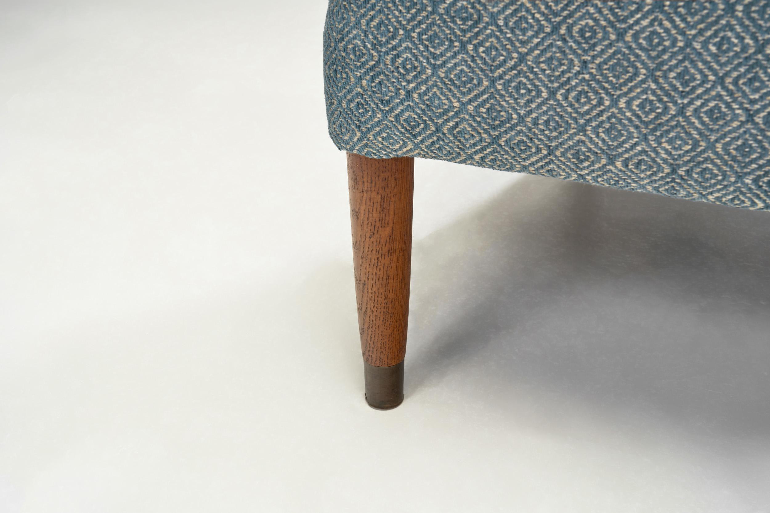 Danish Armchair with Brass Capped Legs, Denmark ca 1950s For Sale 12