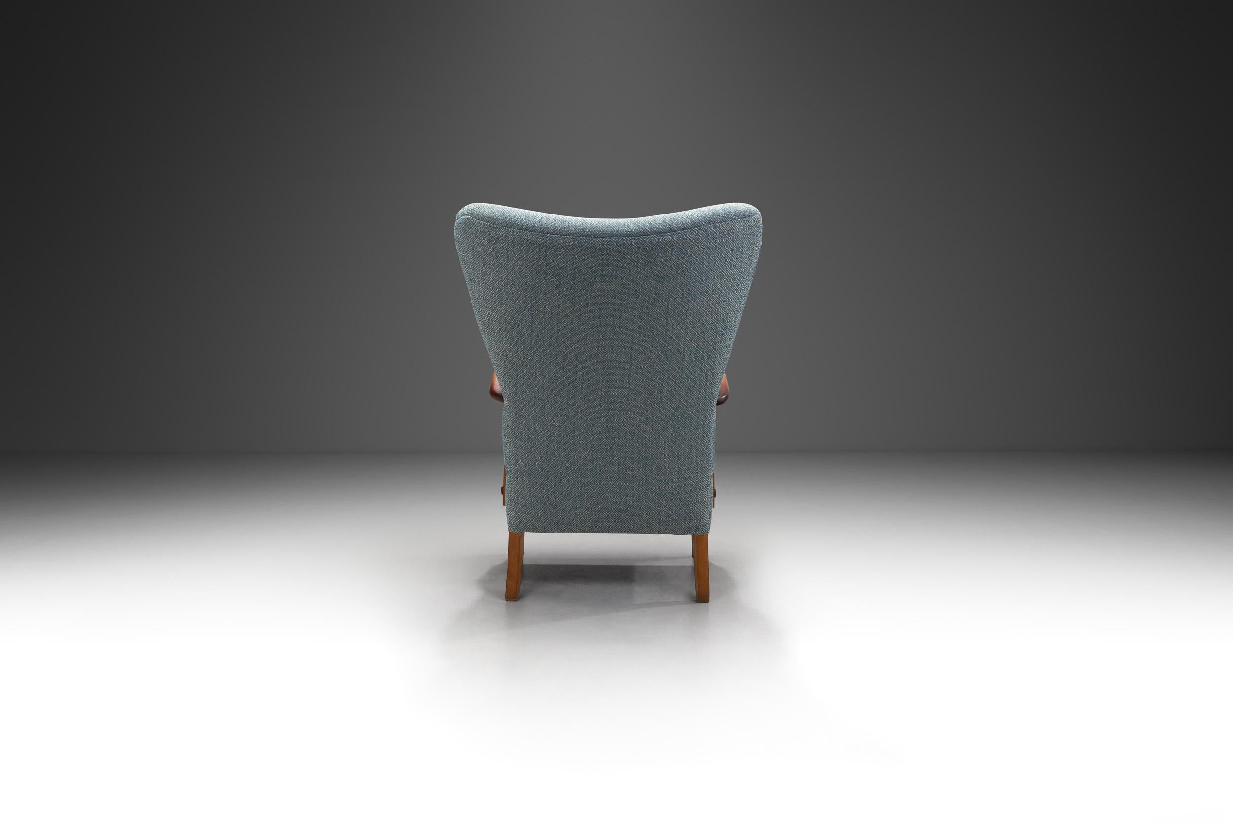 Mid-20th Century Danish Armchair with Brass Capped Legs, Denmark ca 1950s For Sale