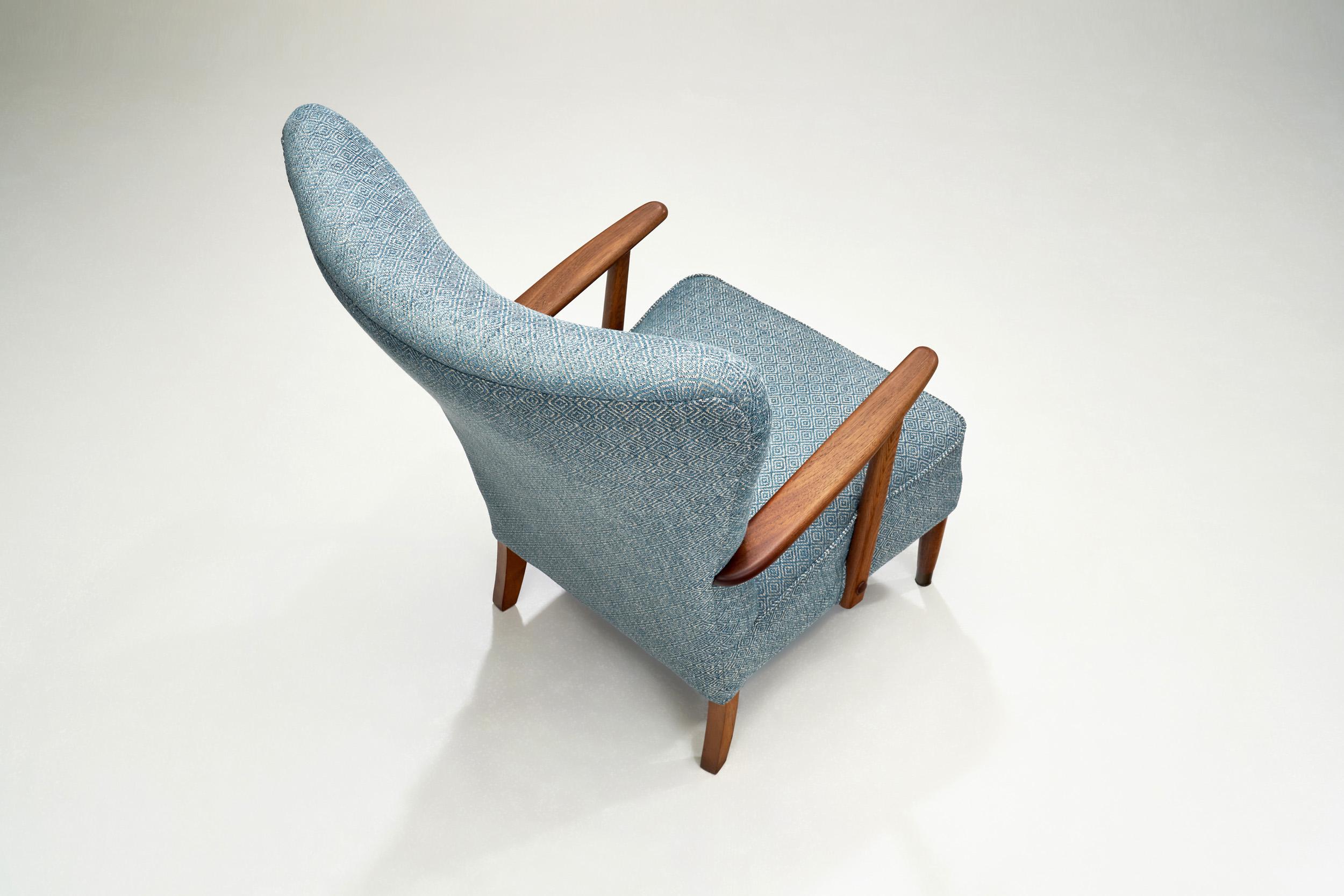 Danish Armchair with Brass Capped Legs, Denmark ca 1950s For Sale 1