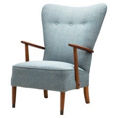 Danish Armchair with Brass Capped Legs, Denmark ca 1950s