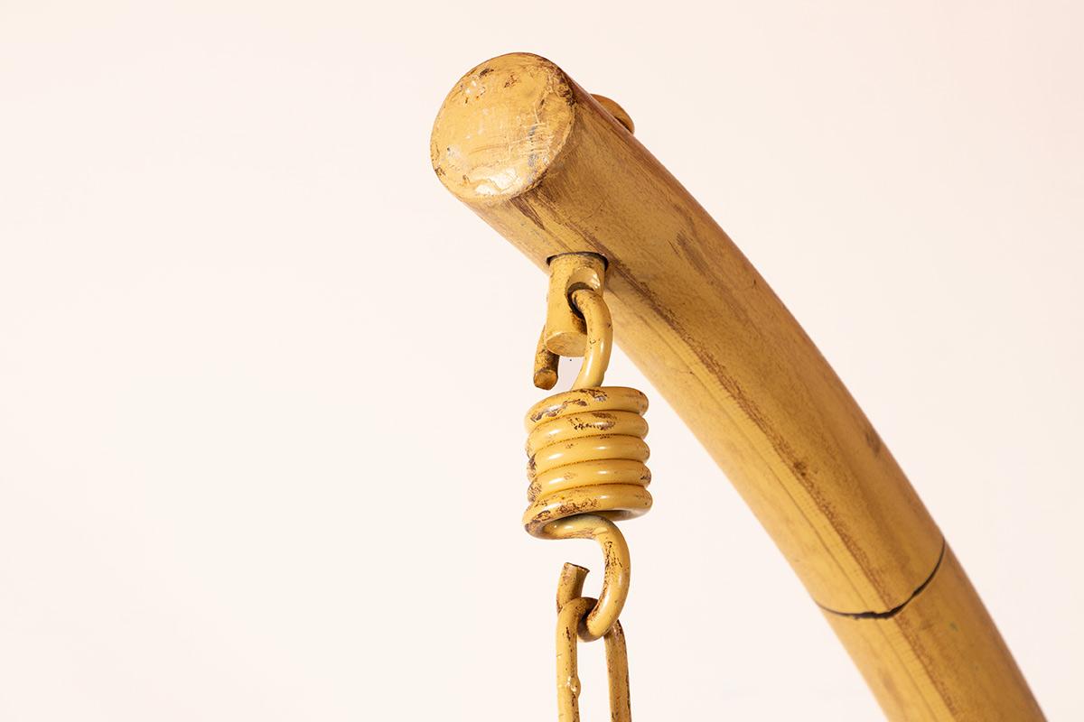 Poltrona danese in rattan intrecciato, con supporto in metallo, attribuita a Nana Ditzel. in vendita 3