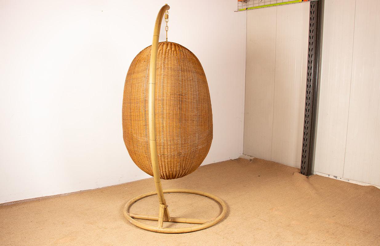 Poltrona danese in rattan intrecciato, con supporto in metallo, attribuita a Nana Ditzel. in vendita 10