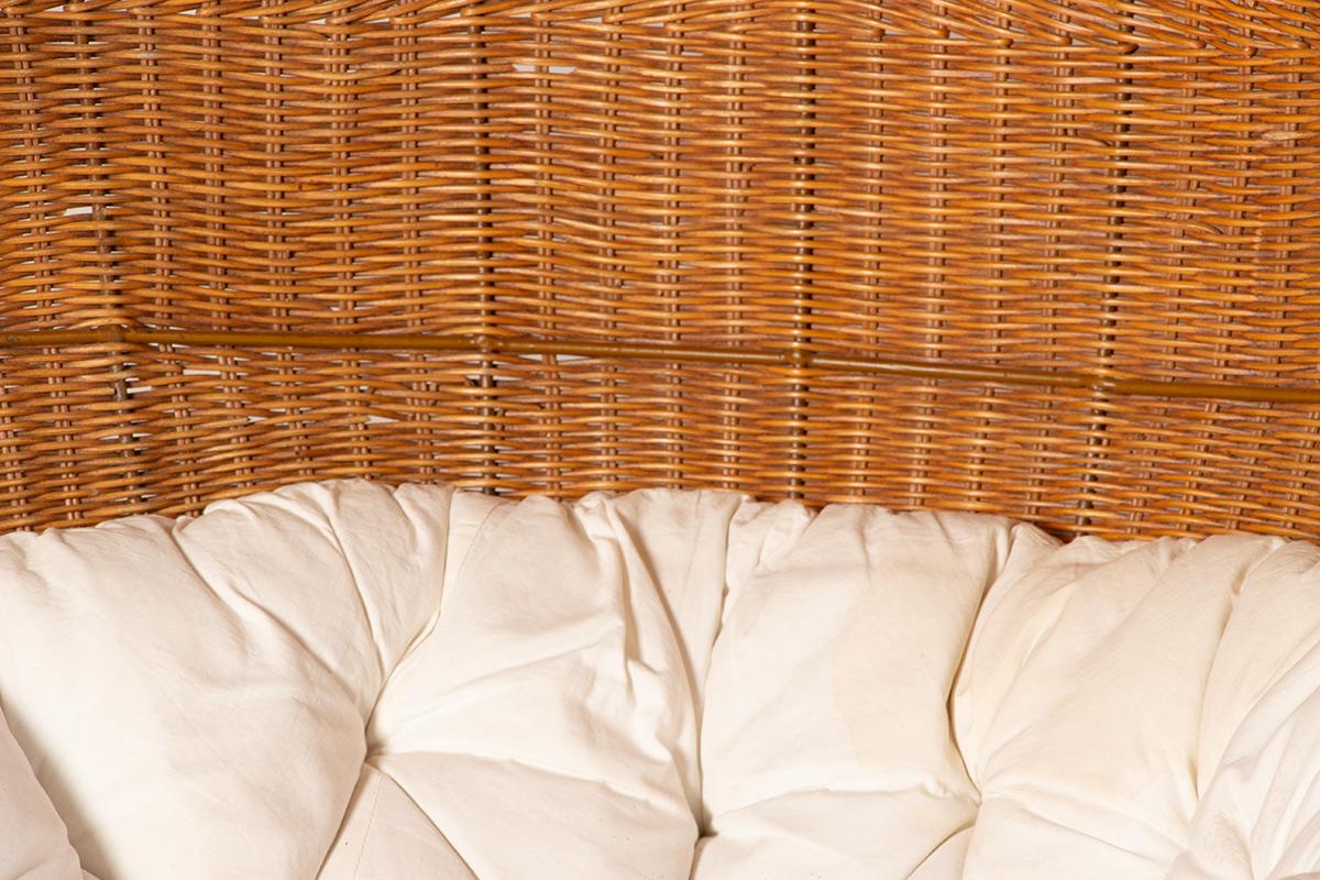 Poltrona danese in rattan intrecciato, con supporto in metallo, attribuita a Nana Ditzel. in vendita 2