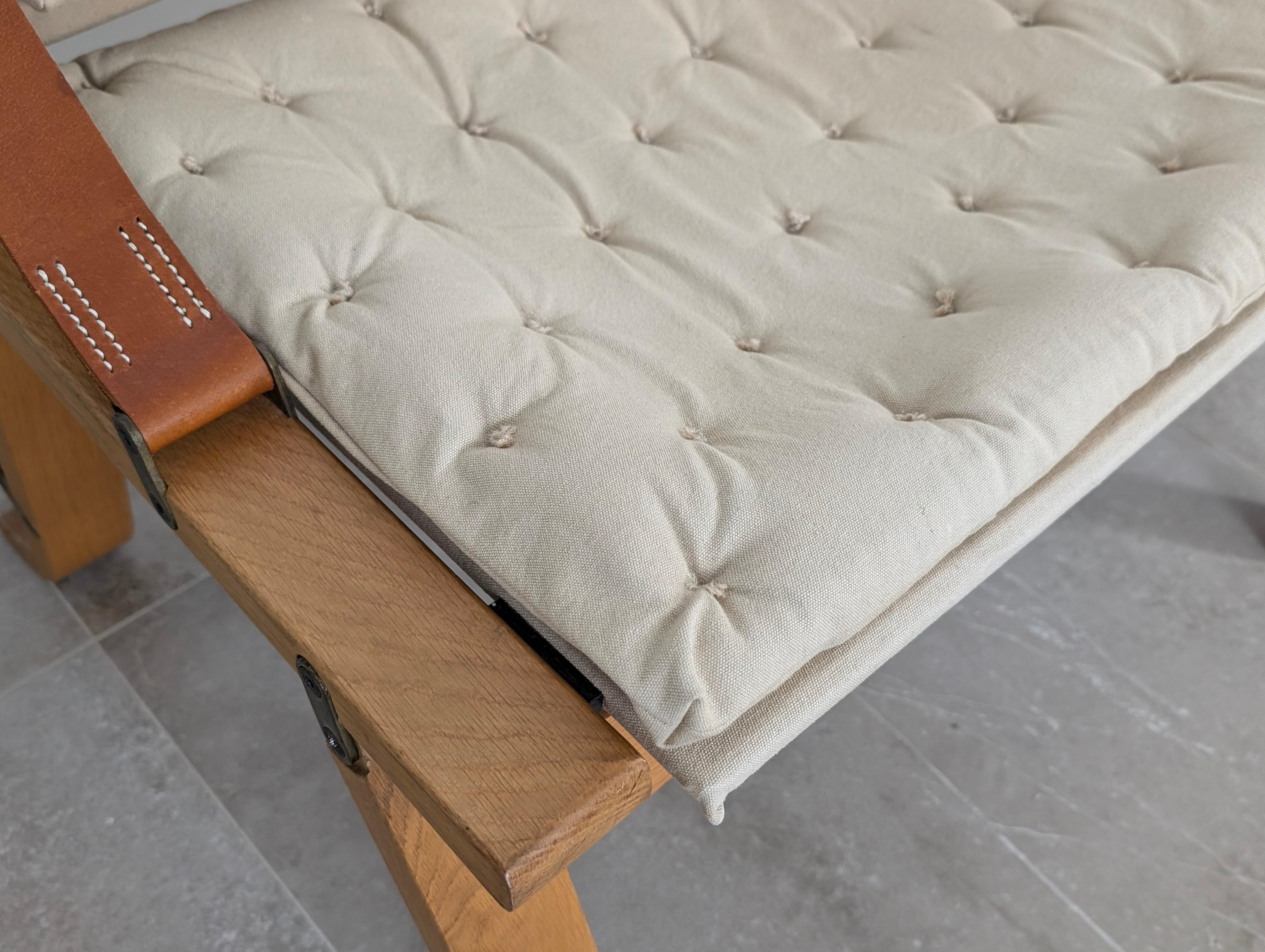 Danish Armchair with Canvas and Leather Straps, 20th Century For Sale 7