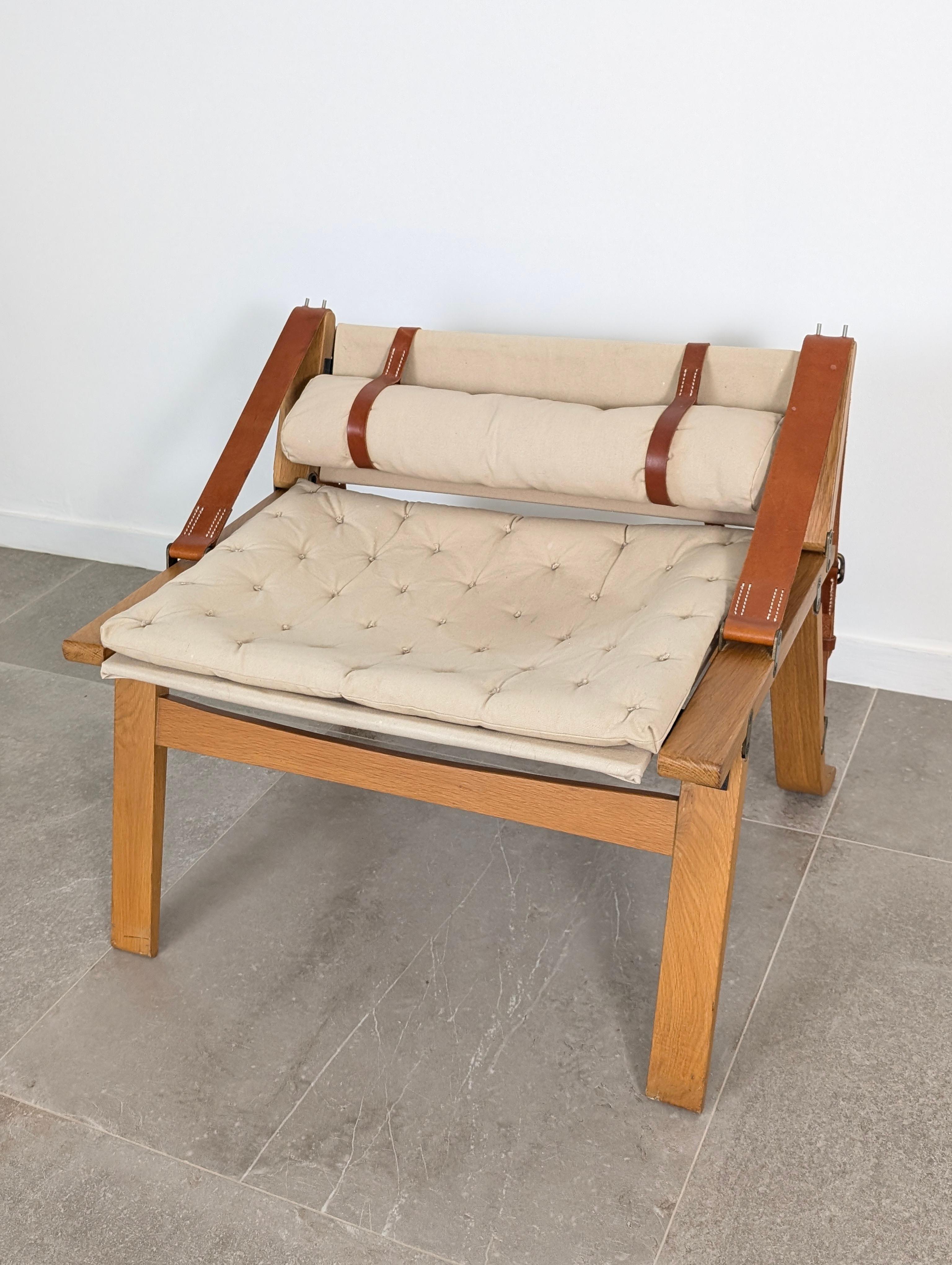 Danish Armchair with Canvas and Leather Straps, 20th Century For Sale 10