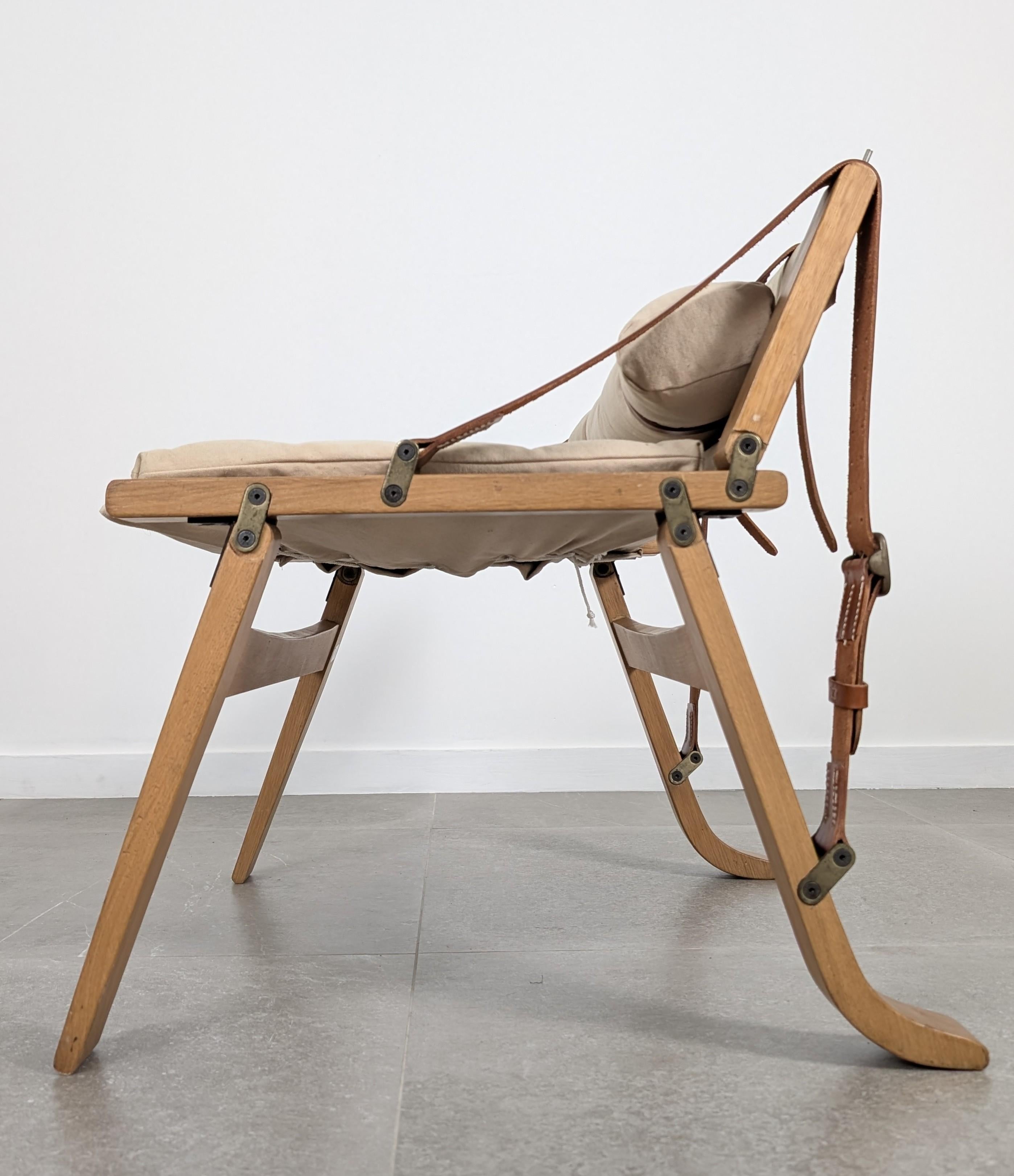 Danish Armchair with Canvas and Leather Straps, 20th Century For Sale 3