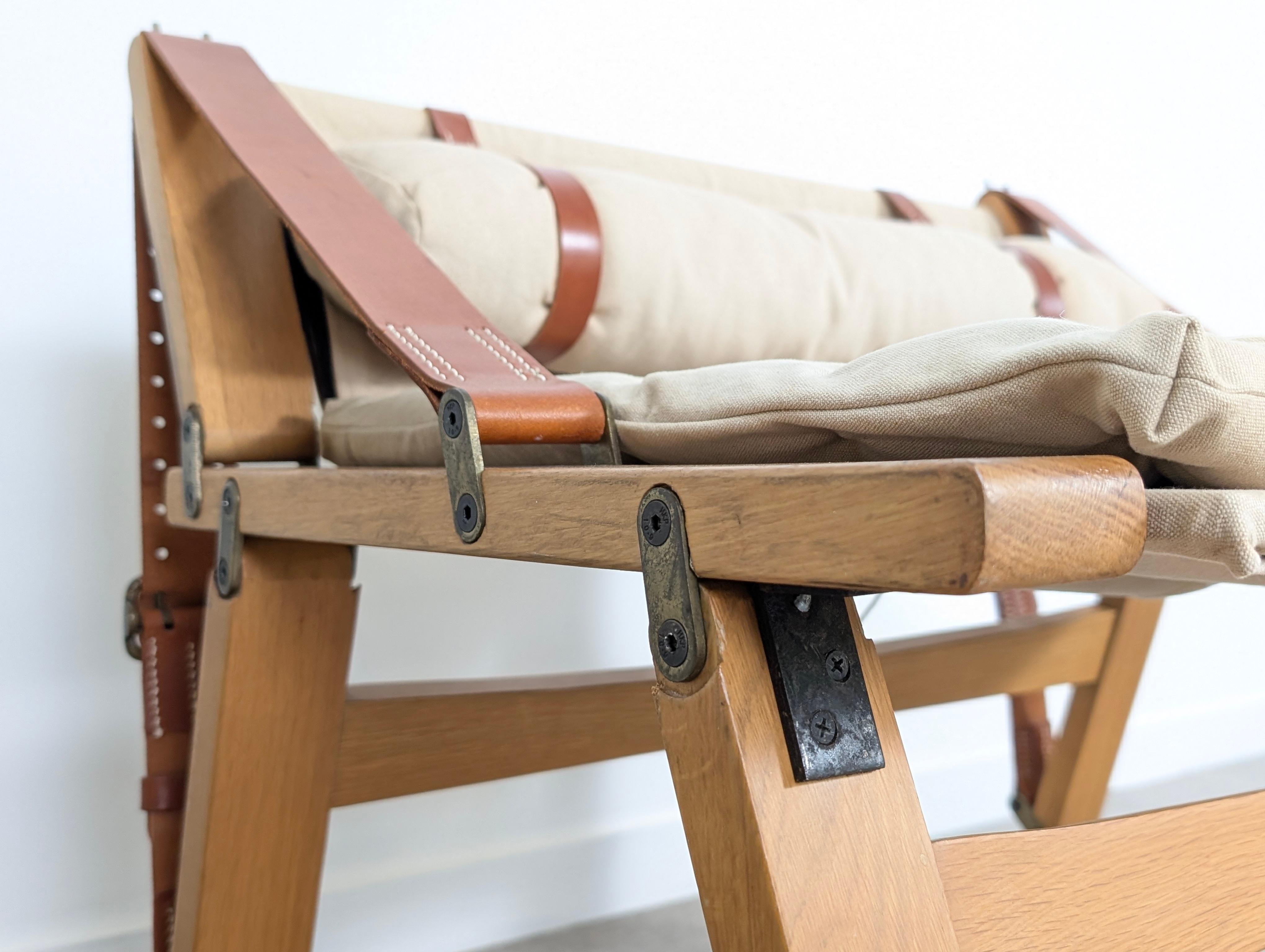 Danish Armchair with Canvas and Leather Straps, 20th Century For Sale 2