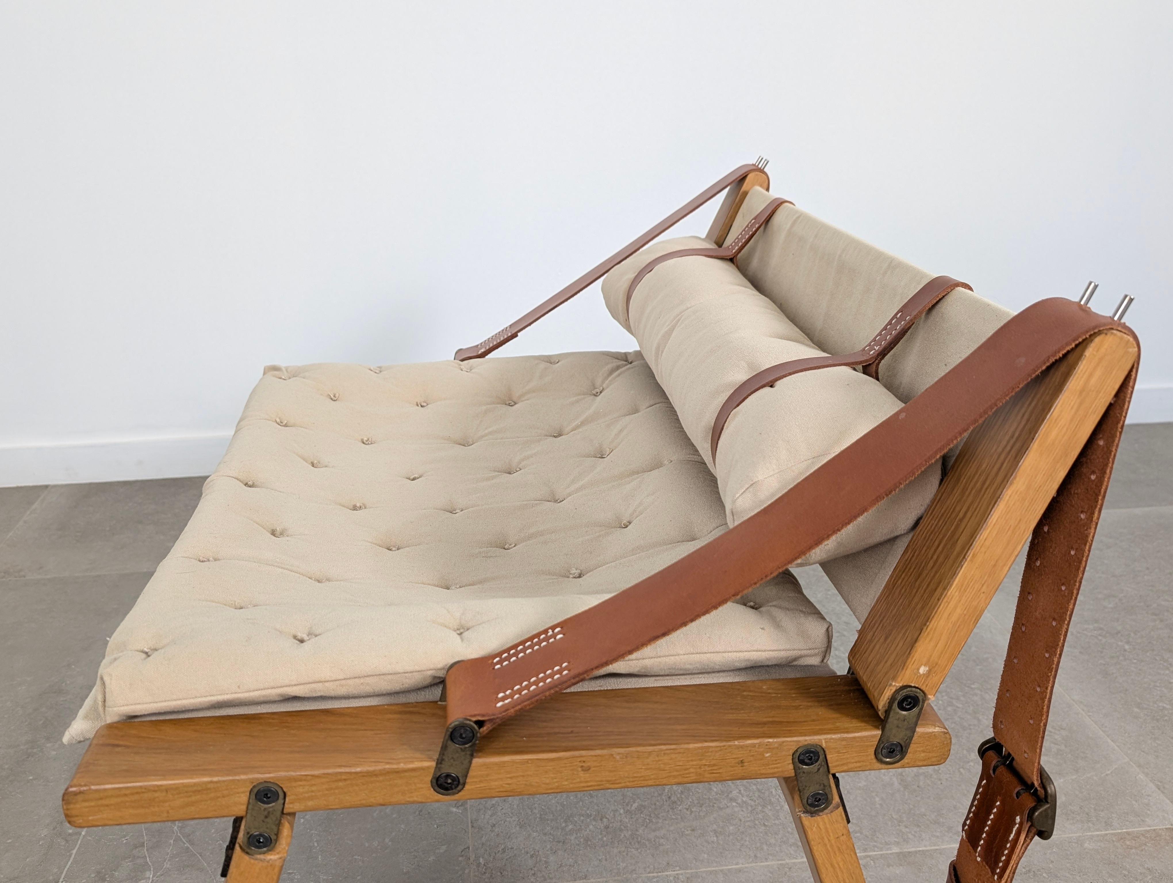 Danish Armchair with Canvas and Leather Straps, 20th Century For Sale 5