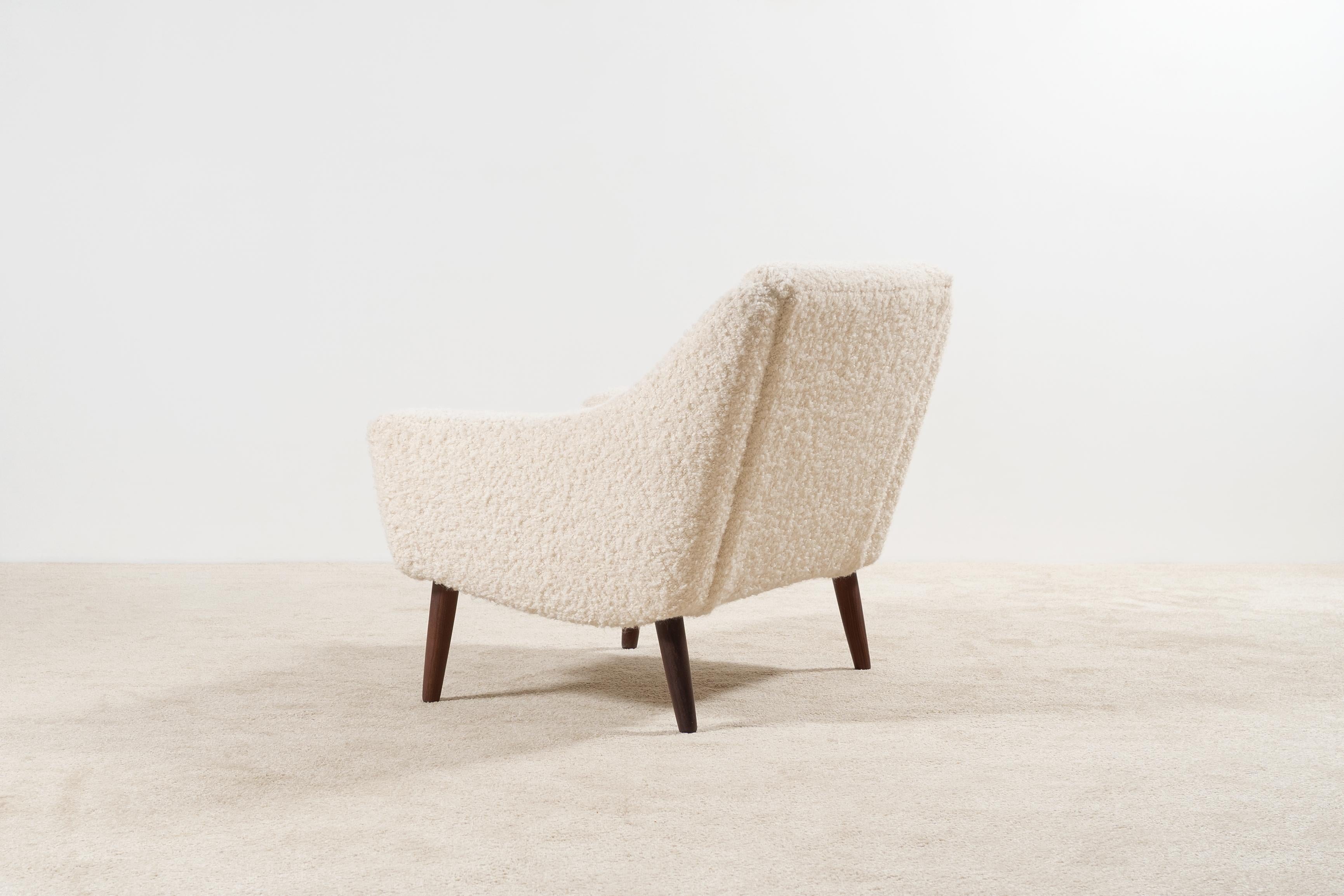 Fabric Danish Armchair with Teak Feet, 1960s For Sale