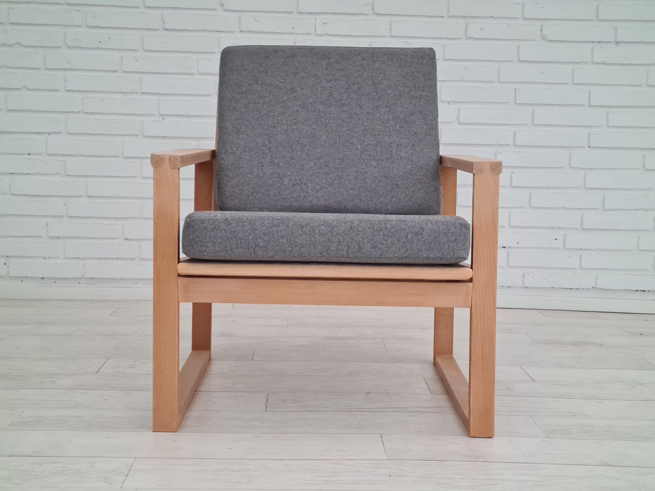 Danish armchairs, 70s, reupholstered, furniture wool, beech wood 2