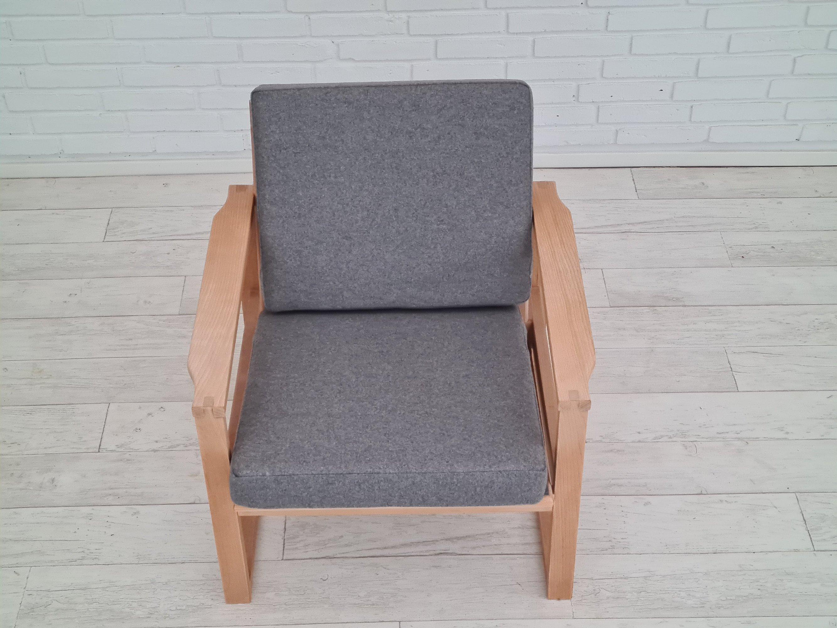 Danish armchairs, 70s, reupholstered, furniture wool, beech wood 9