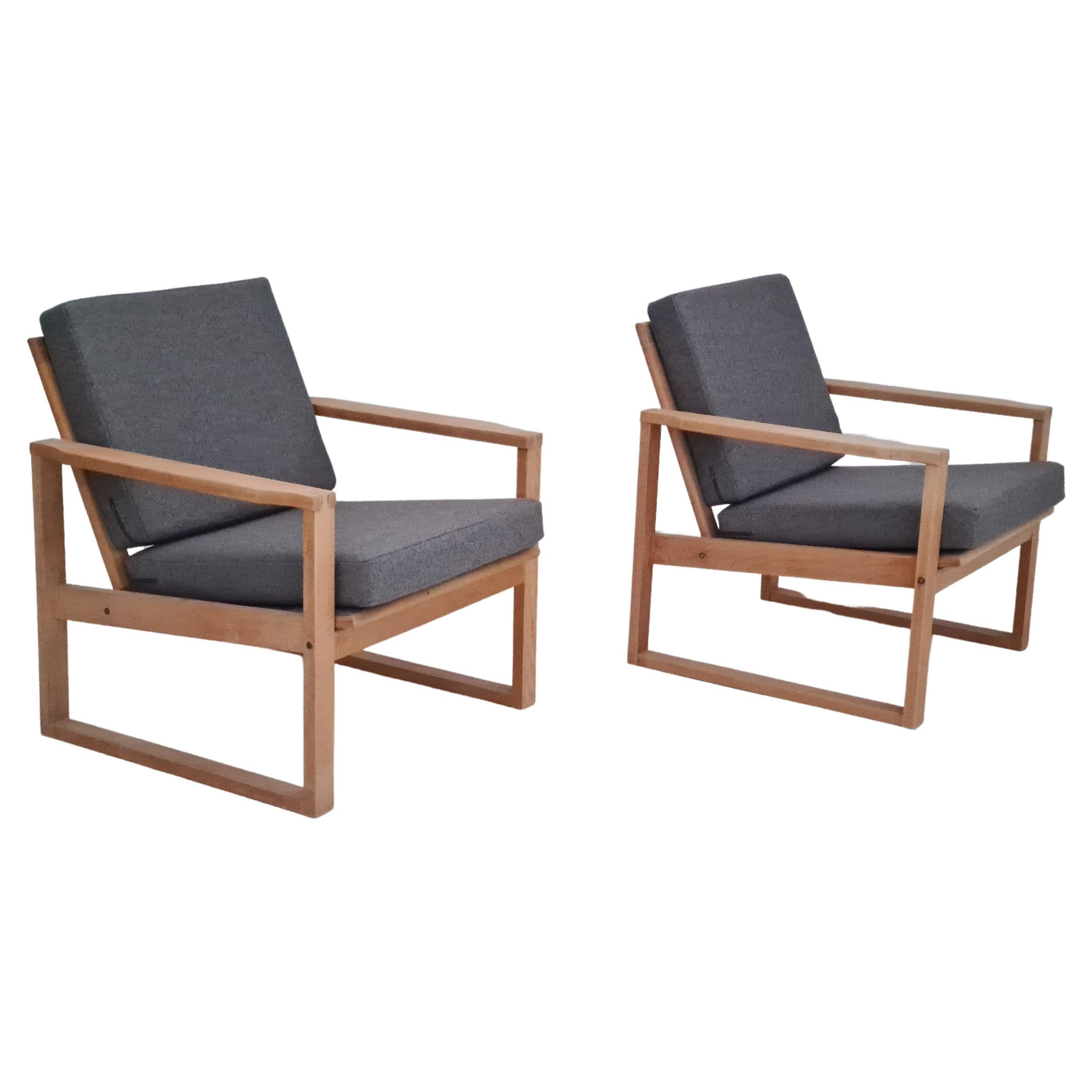 Danish armchairs, 70s, reupholstered, furniture wool, beech wood