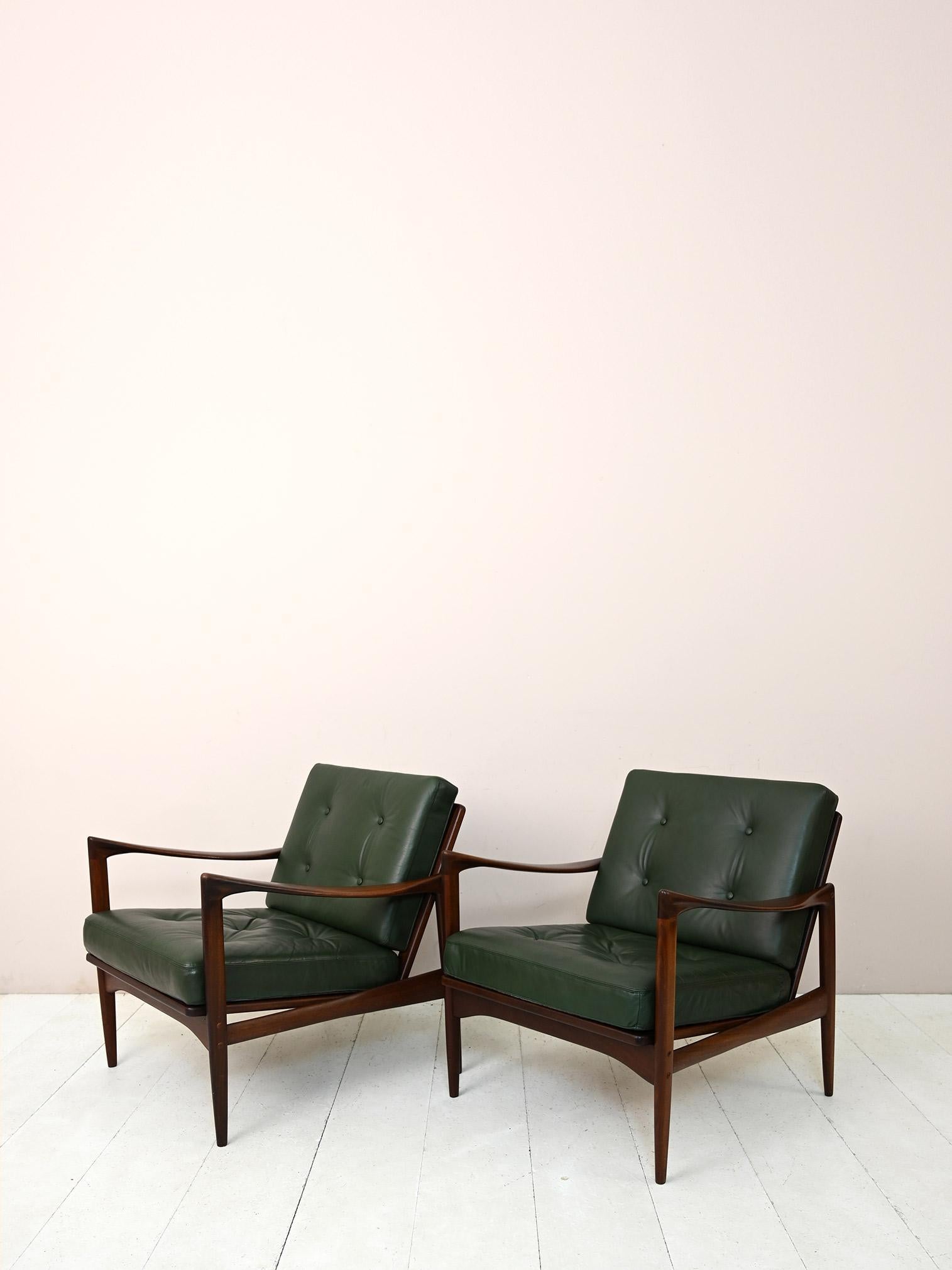Faux Leather Danish Armchairs by Ib Kofod - Larsen For Sale