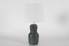 Danish Arne Bang Art Deco Fluted Stoneware Table Lamp Blue Green Glaze, 1930s