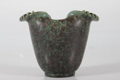 Danish Arne Bang Art Deco Stoneware Vase with Verdigris Green Glaze, 1930s-1940s