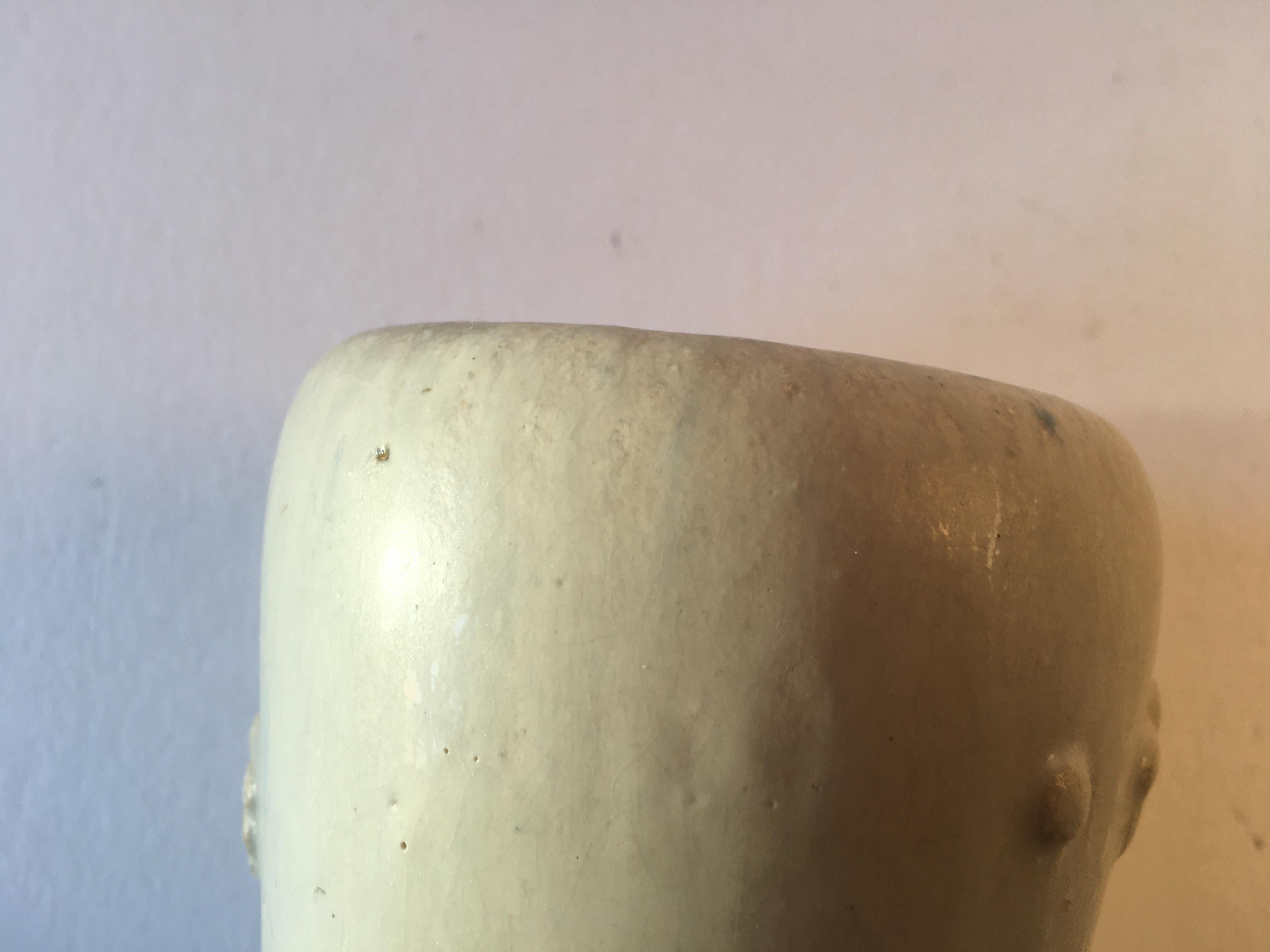 Danish Arne Bang Stoneware Vase with Rosette Flowers Beige Glaze, Art Deco 1930s For Sale 2