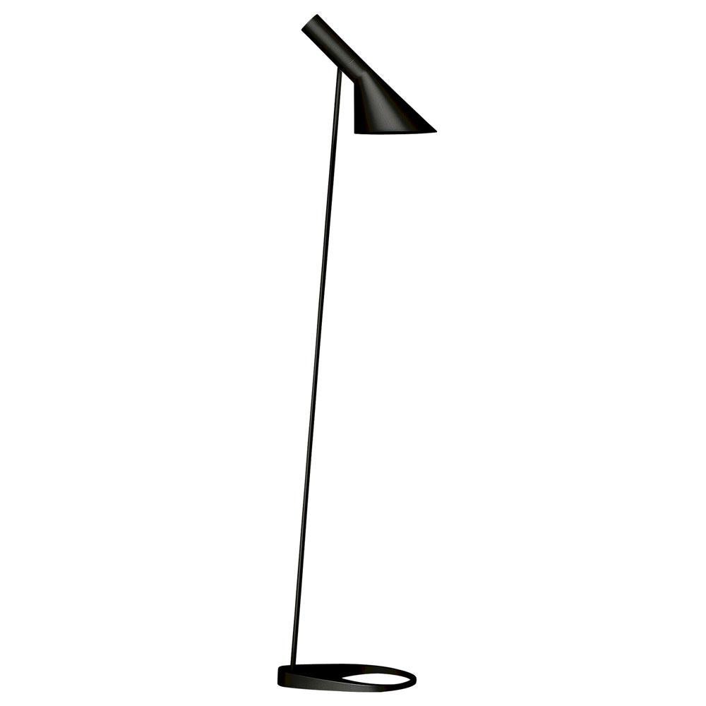 Floor lamp AJ by Arne Jacobsen, designed in 1957 for the Sas Royal hotel commission he is so renown for. One of the finest Scandinavian floor lamp designs with excellent reading light quality. 
This original lamp by Louis Poulsen is completely new