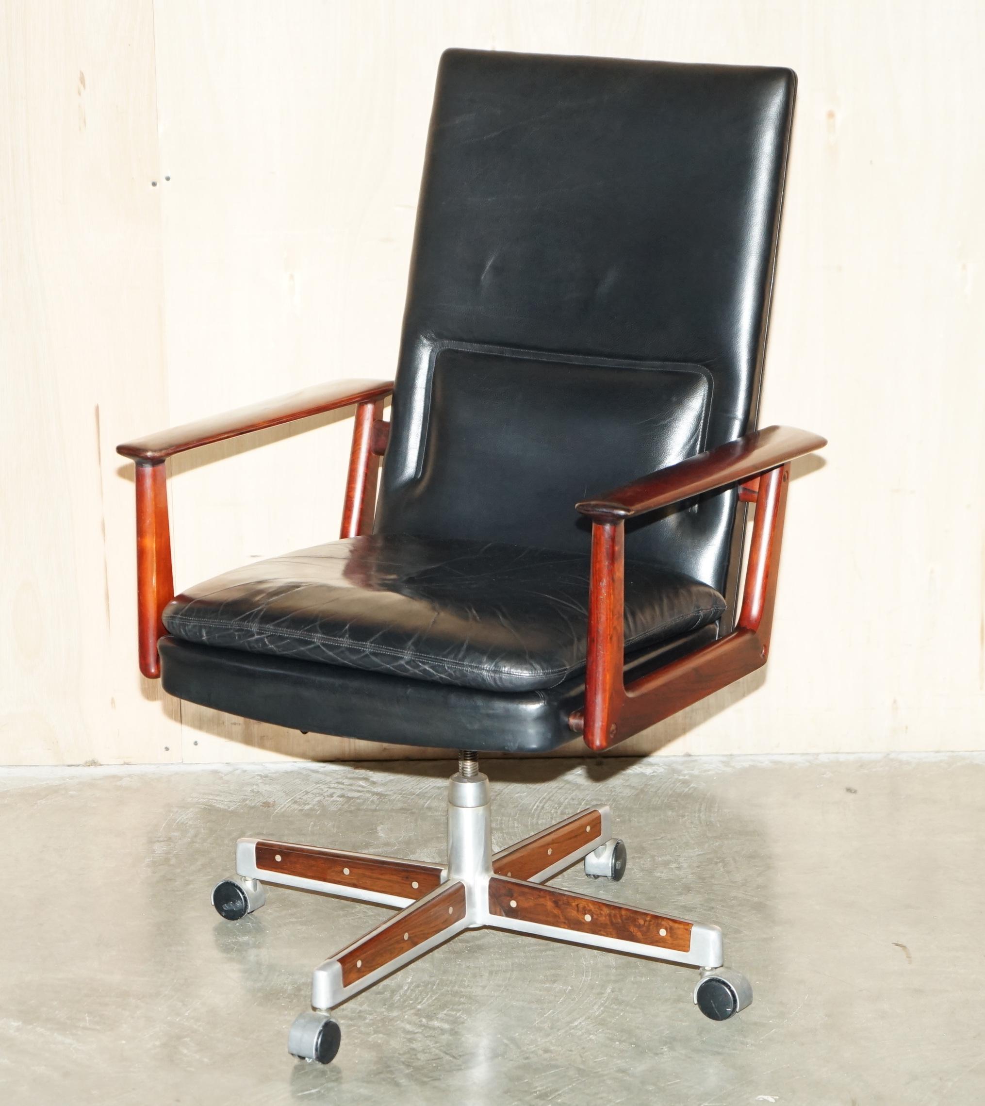 DANISH ARNE VODDER FOR SIBAST MODEL 419 & 223 HARDWOOD LEATHER DESK & ARMCHAiR 4