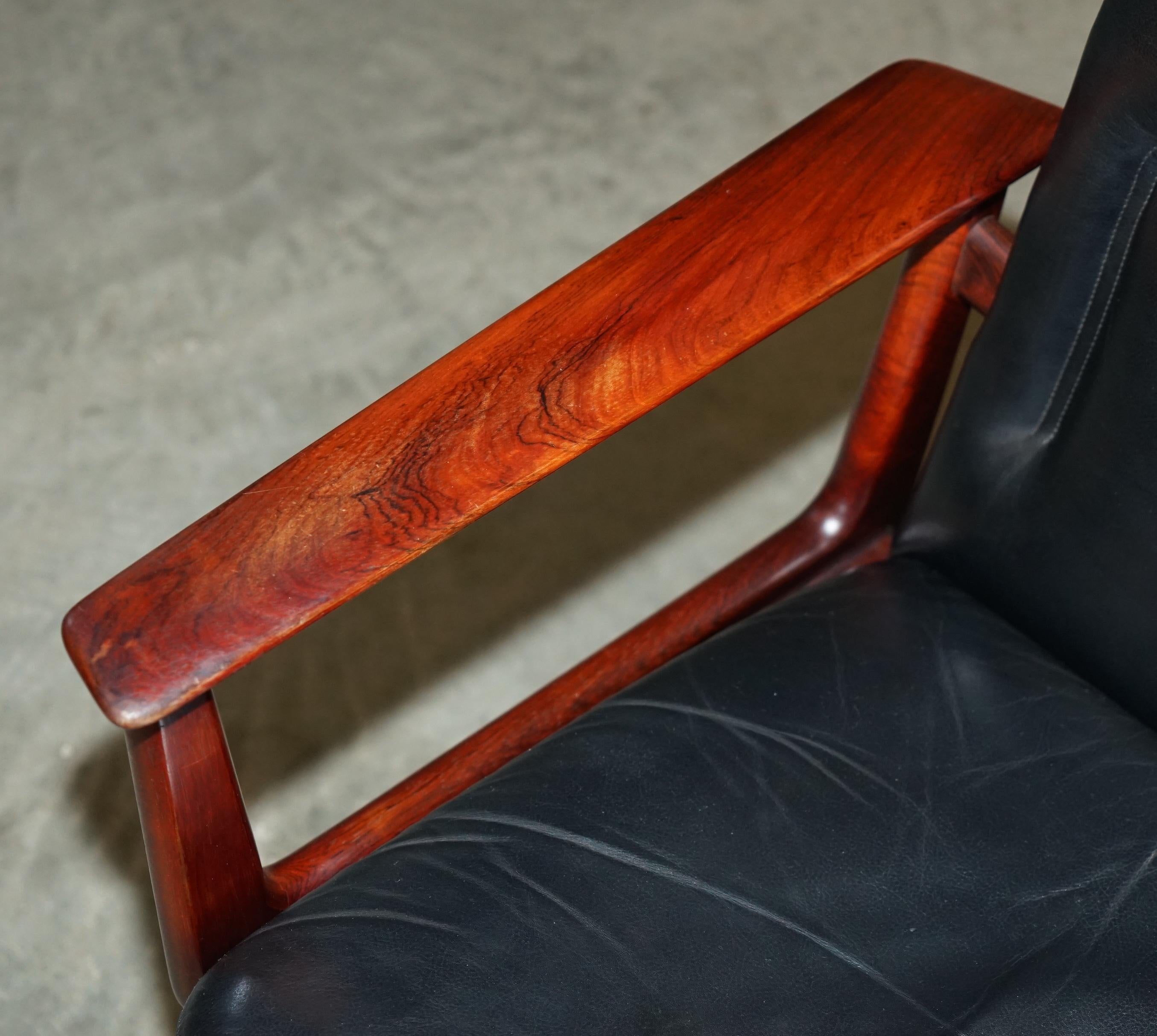 DANISH ARNE VODDER FOR SIBAST MODEL 419 & 223 HARDWOOD LEATHER DESK & ARMCHAiR 9