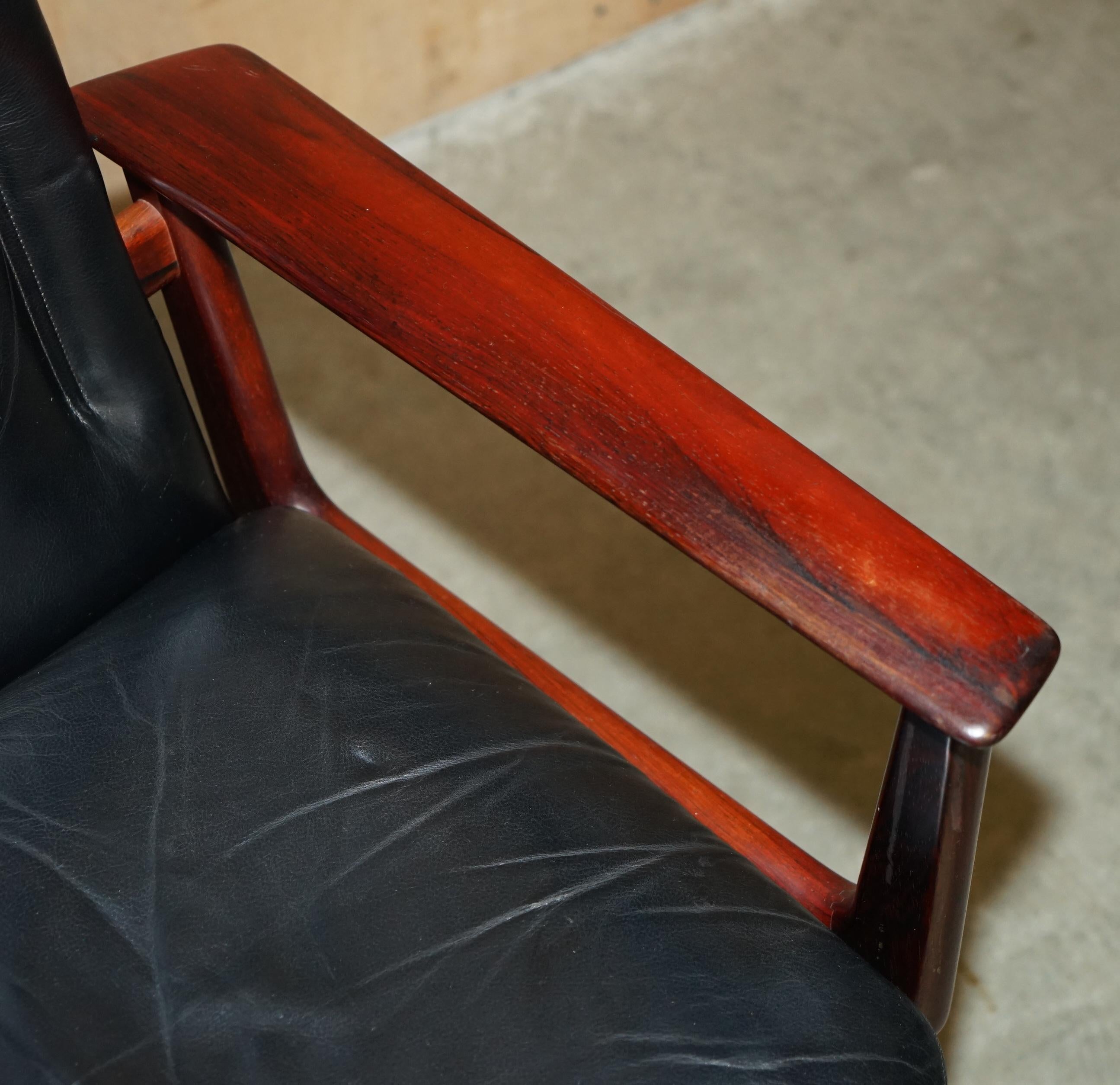 DANISH ARNE VODDER FOR SIBAST MODEL 419 & 223 HARDWOOD LEATHER DESK & ARMCHAiR 10