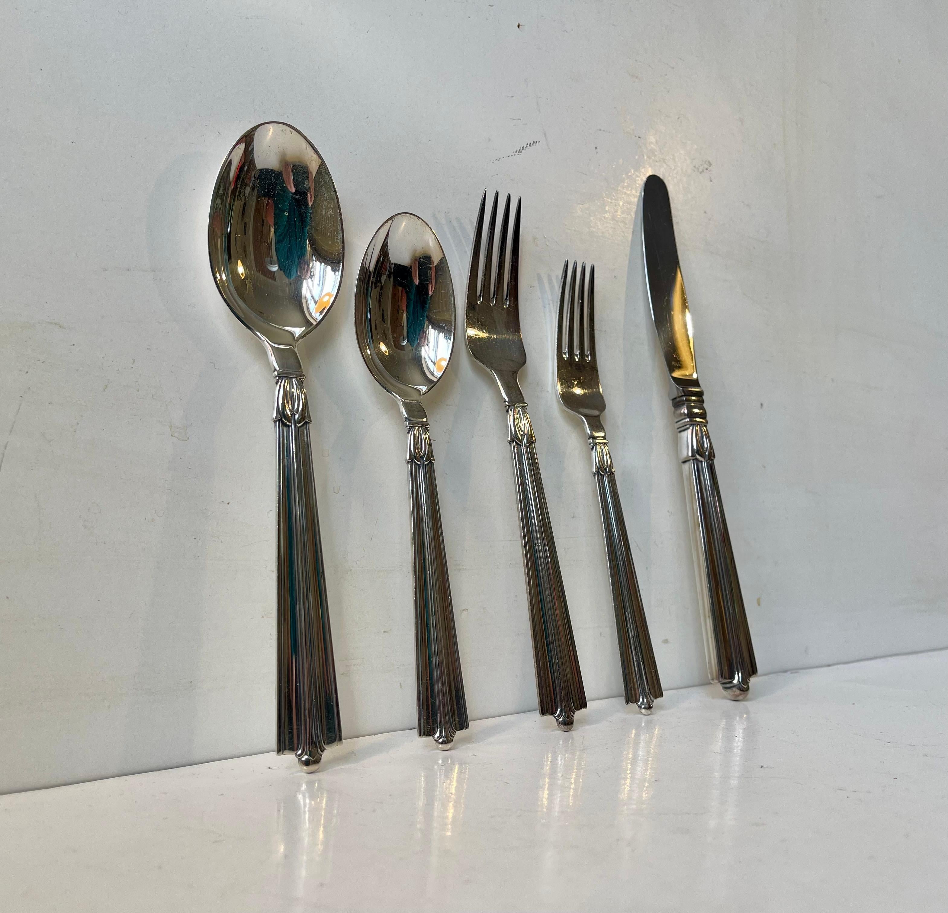 Set di posate danese Art Deco 12 persone  di Borgstrøms Sølvvarefabrik, Set di 65 pezzi in vendita 3