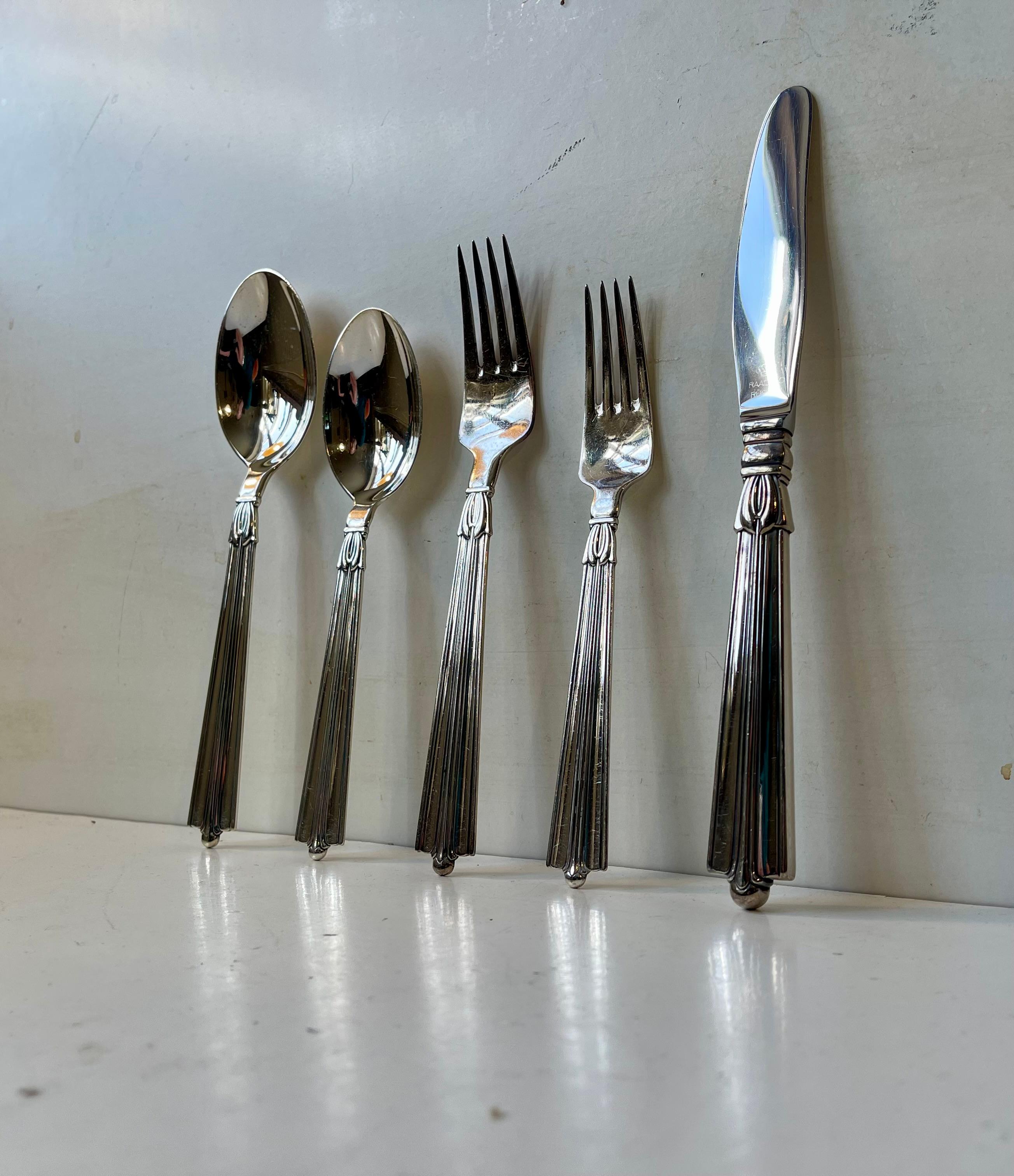 Set di posate danese Art Deco 12 persone  di Borgstrøms Sølvvarefabrik, Set di 65 pezzi in vendita 2