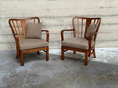 Danish Art Deco 1930s Fritz Hansen Model 1588 Lounge Chairs, A Pair