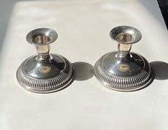 Danish Art Deco - A Pair of Low Silver Candleholders, DG 830 Sterling