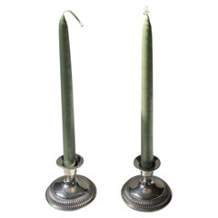 Danish Art Deco - A Pair of Low Silver Candleholders, DG 830 Sterling