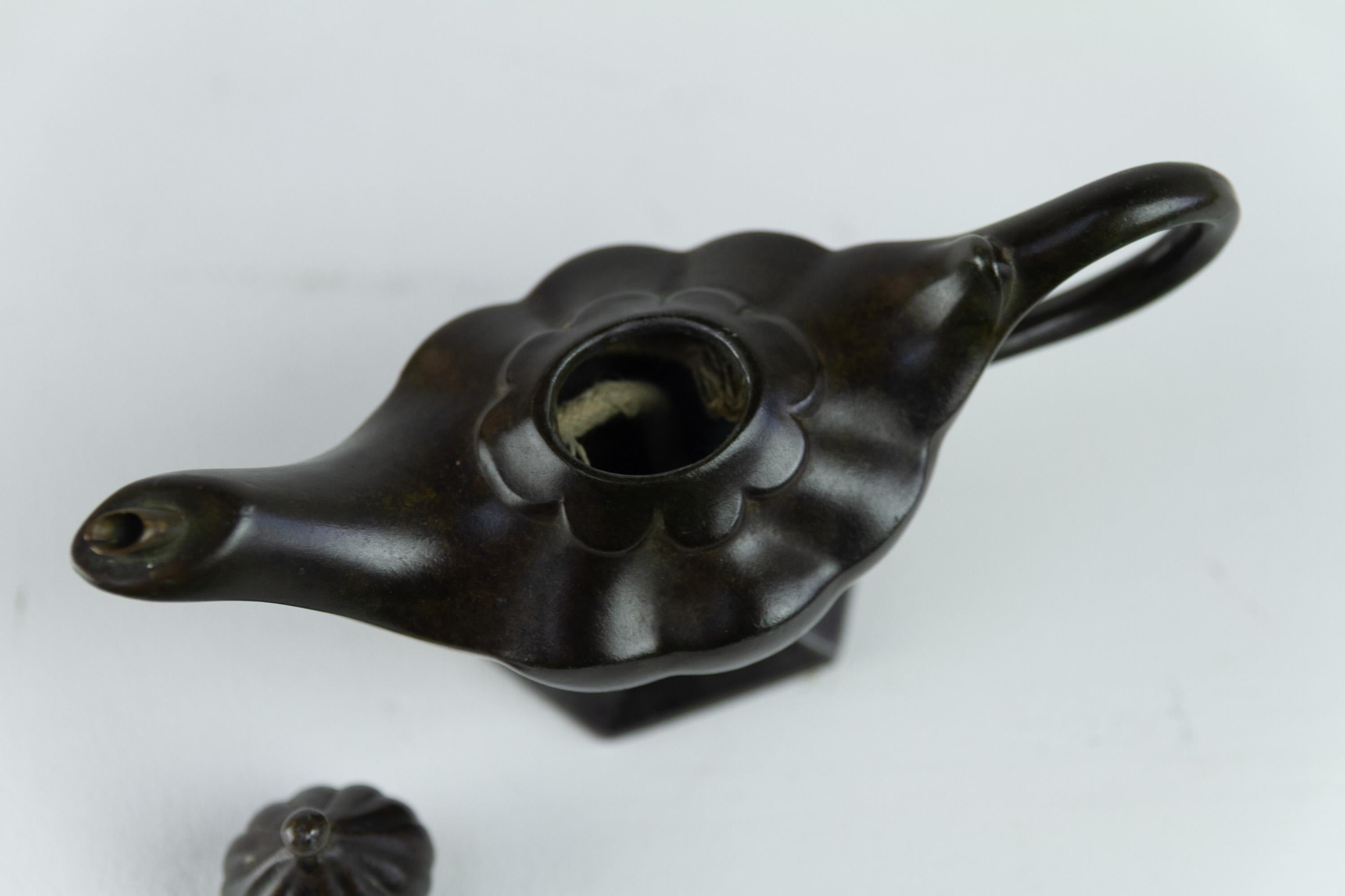 Lampada ad olio danese Art Deco Aladdin in metallo Disko di Just Andersen, 1930. in vendita 5