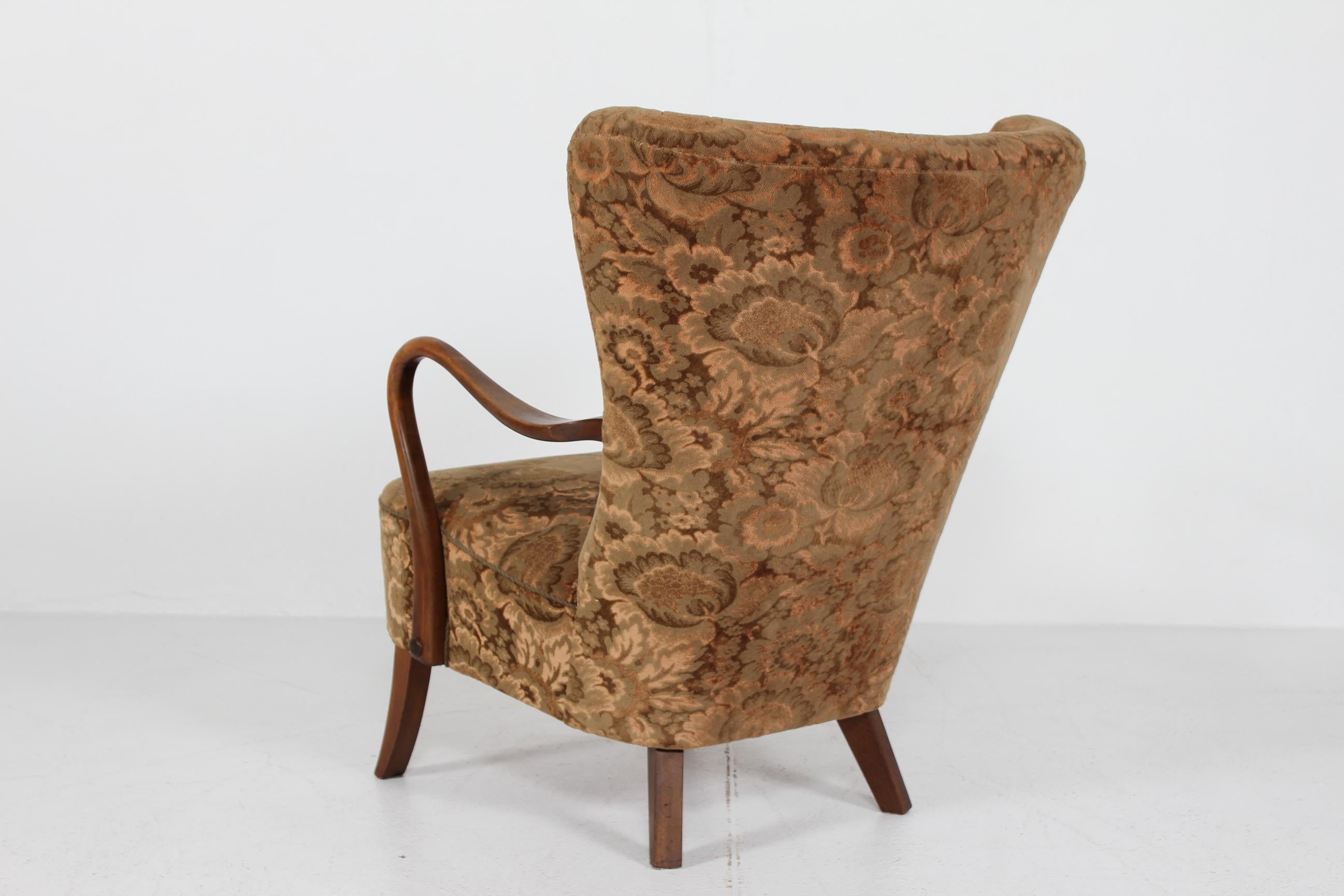 Sedia da salotto danese Art Deco Alfred Christensen con velluto floreale anni '40 in vendita 2