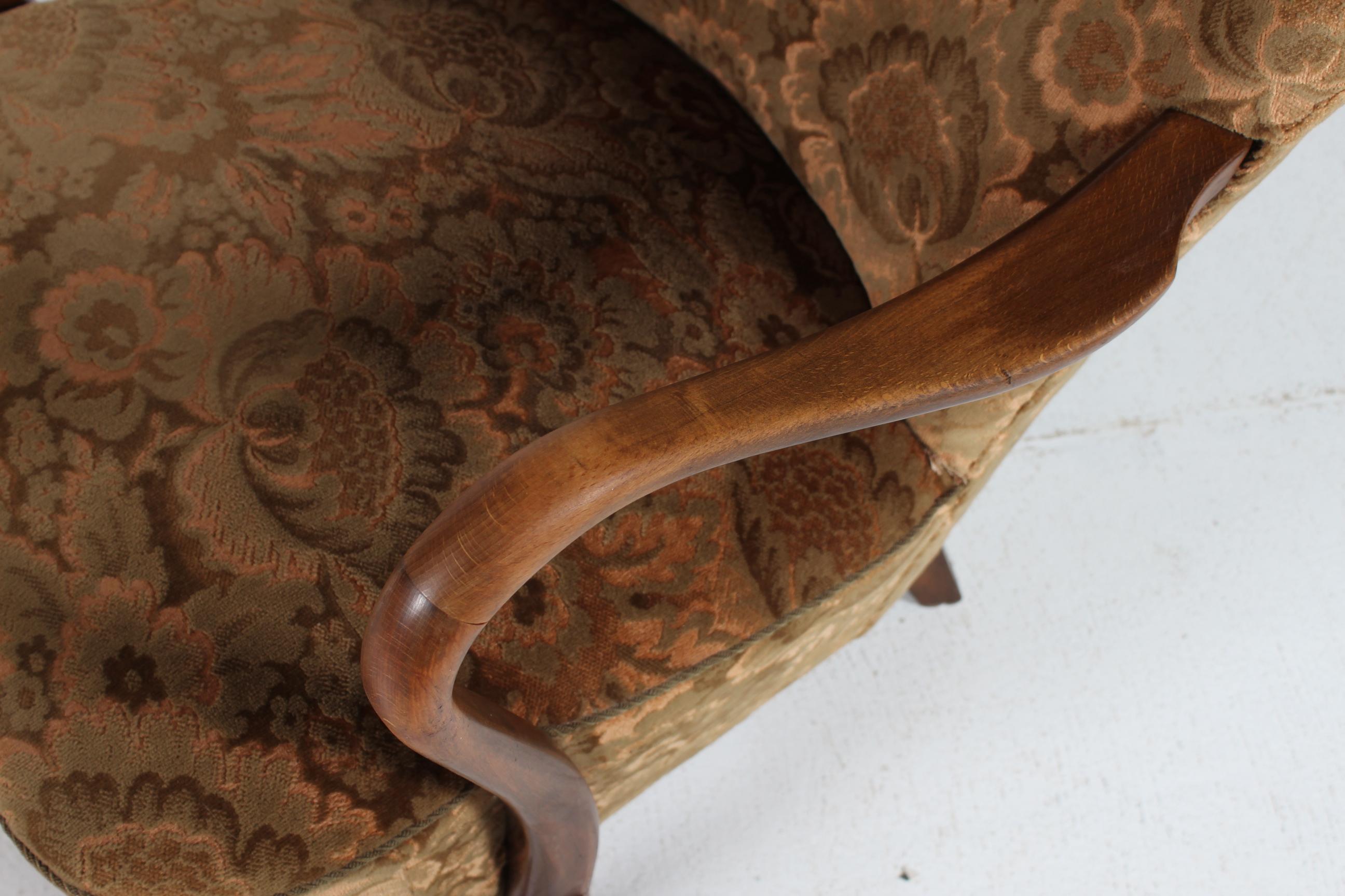 Sedia da salotto danese Art Deco Alfred Christensen con velluto floreale anni '40 In condizioni buone in vendita a Silkeborg, Silkeborg