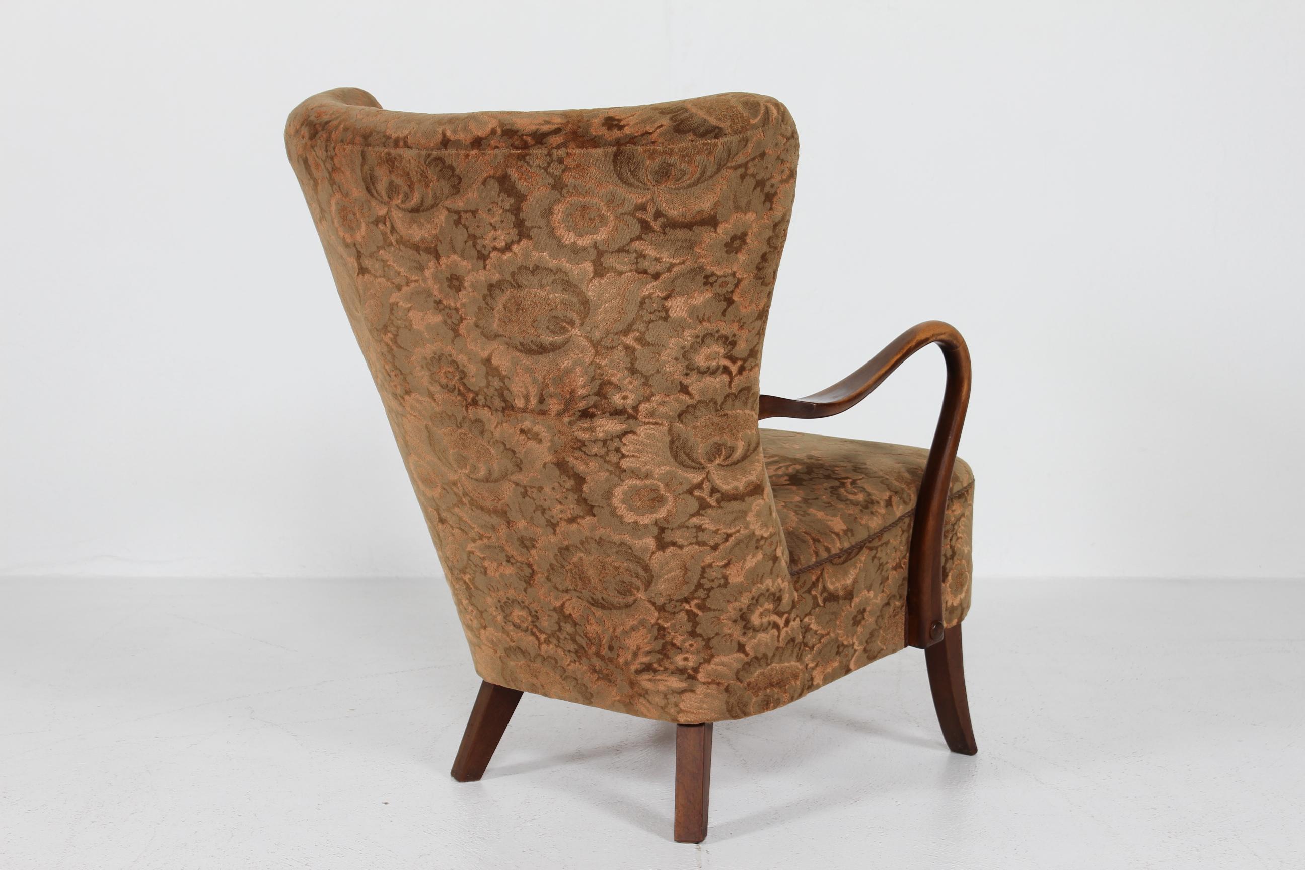 Sedia da salotto danese Art Deco Alfred Christensen con velluto floreale anni '40 in vendita 1