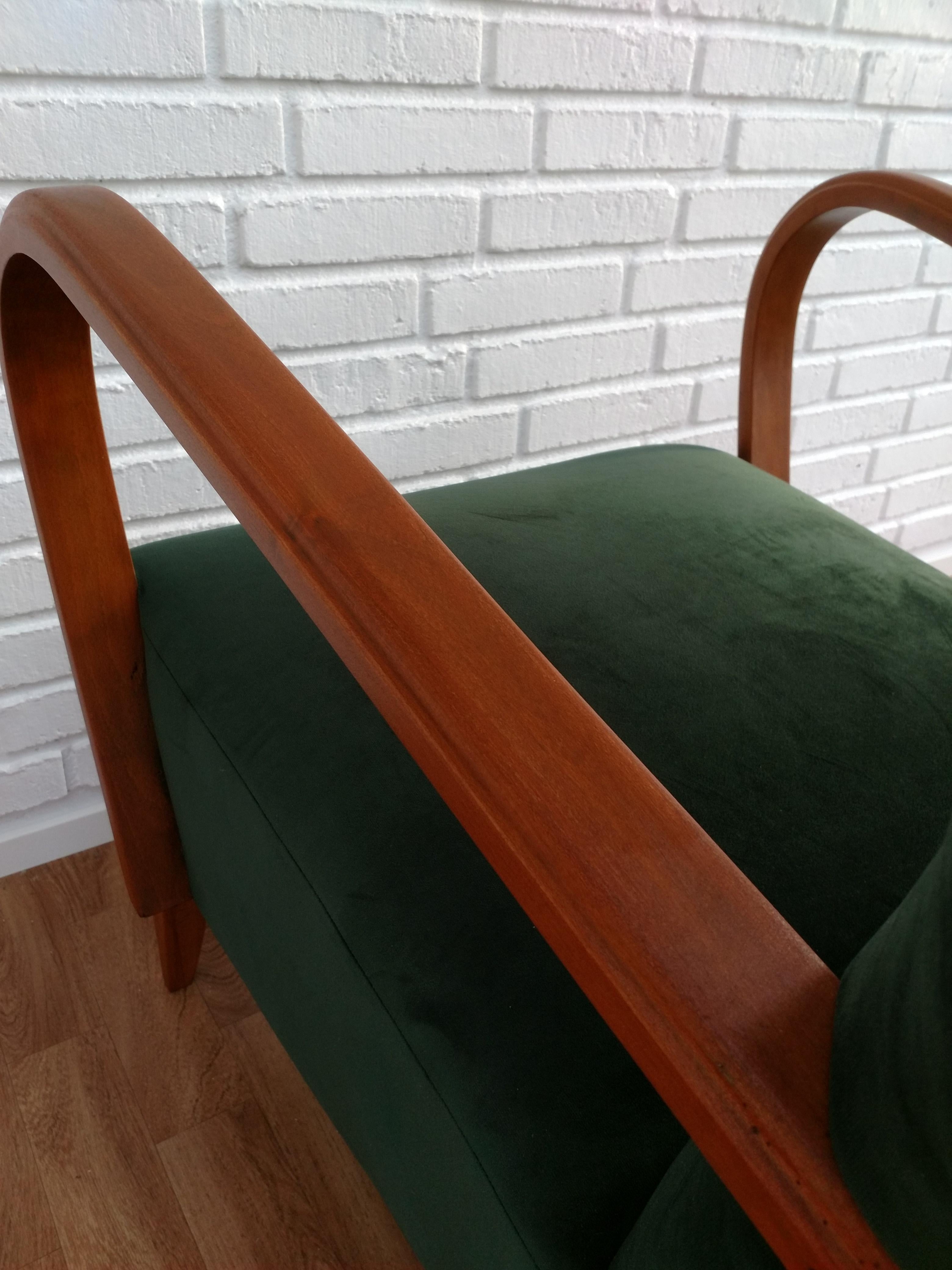 Danish Art Deco Armchair, Velour, 1950s, Completely Restored For Sale 3