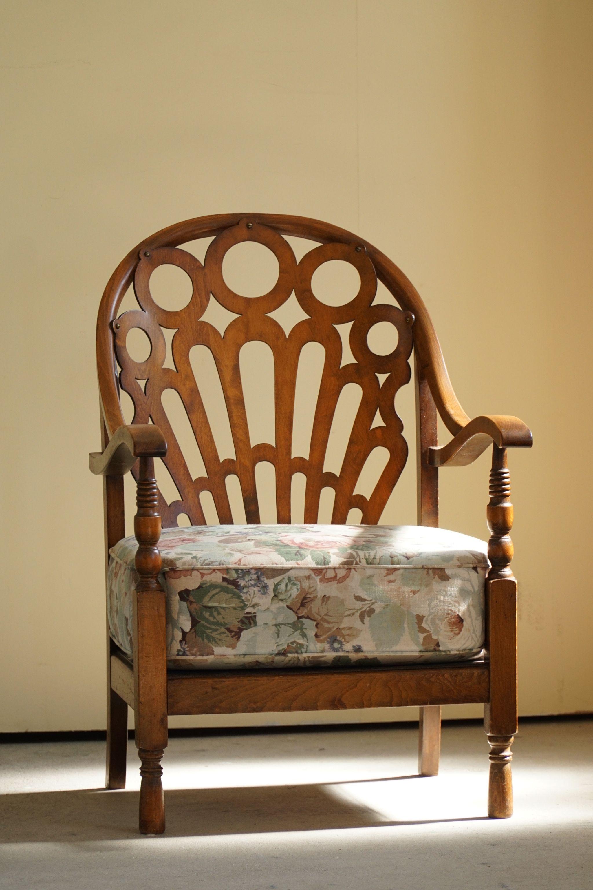 Danish Sculptural Art Deco Armchair, Made in Beech, 1930s 10