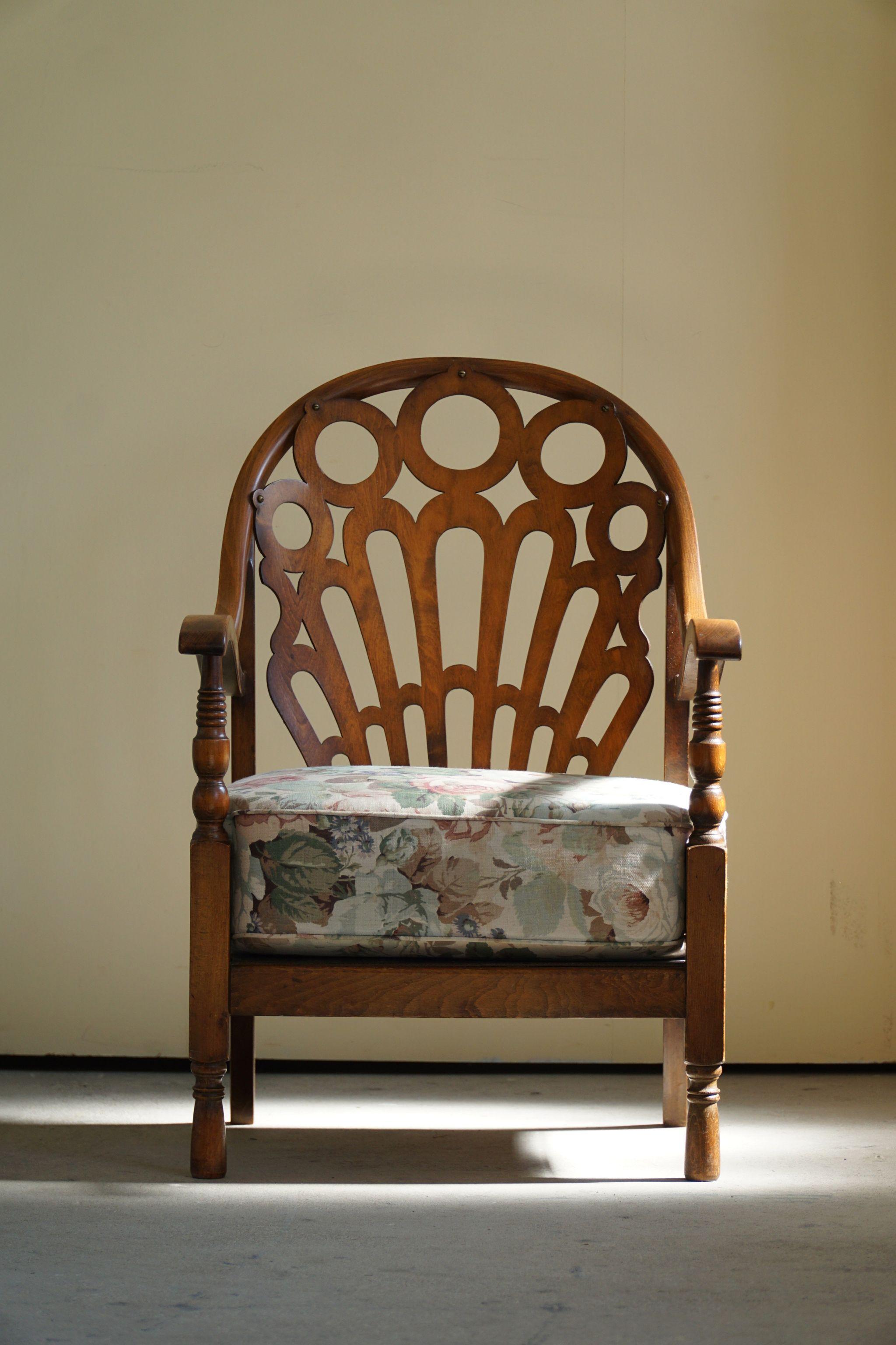 20th Century Danish Sculptural Art Deco Armchair, Made in Beech, 1930s