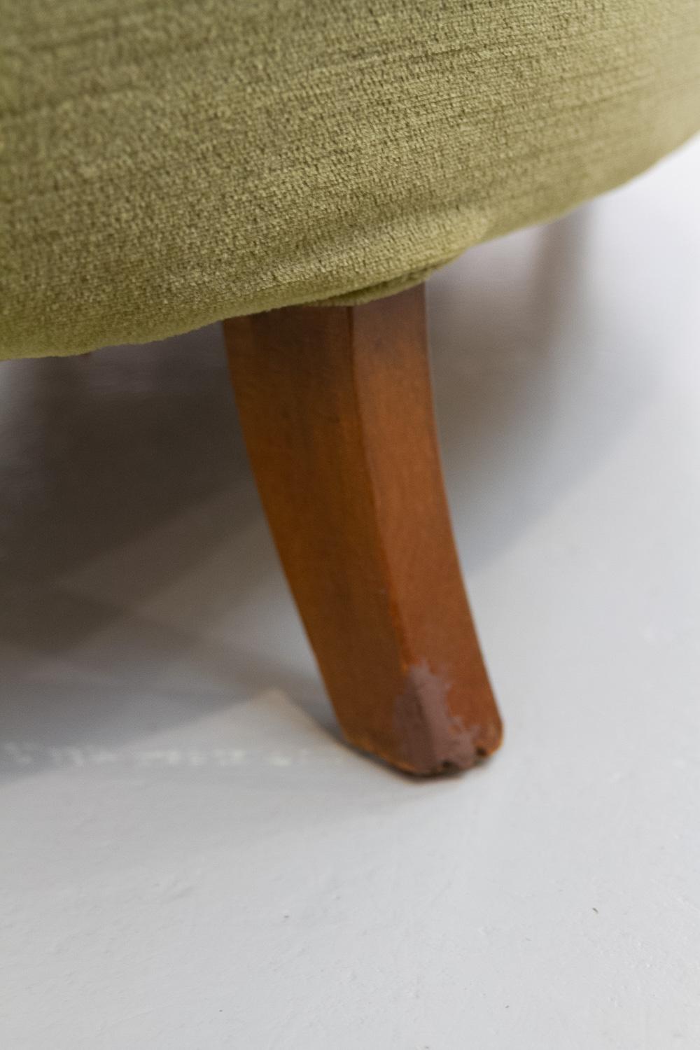 Danish Art Deco Banana Sofa in Green Velvet, 1940s. 10
