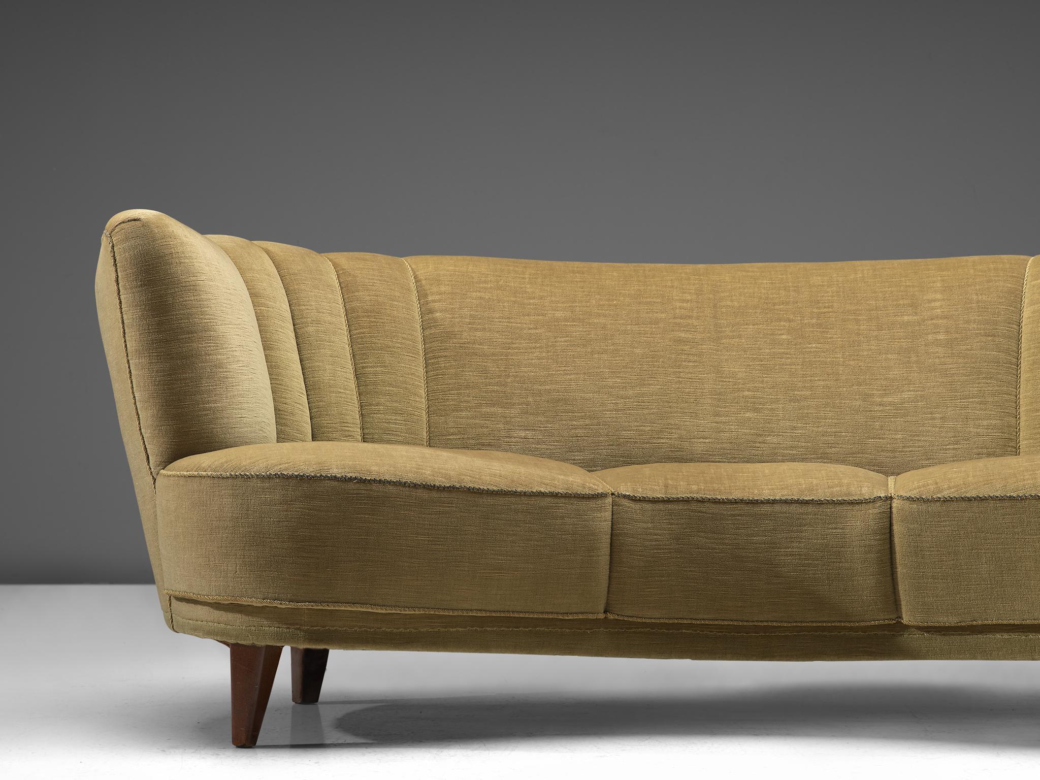 Danish Art Deco 'Banana' Sofa with Velvet Upholstery 3