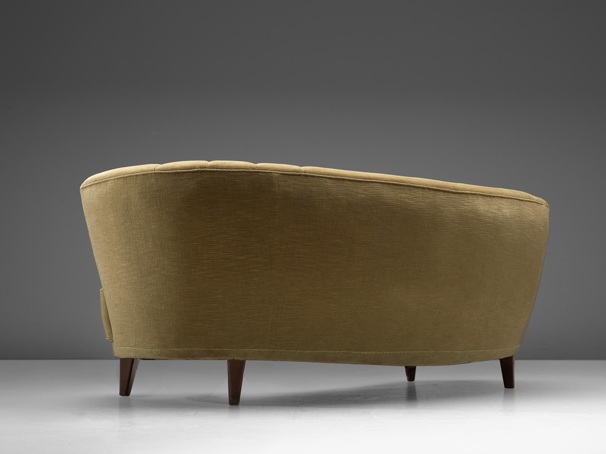 Danish Art Deco 'Banana' Sofa with Velvet Upholstery 4